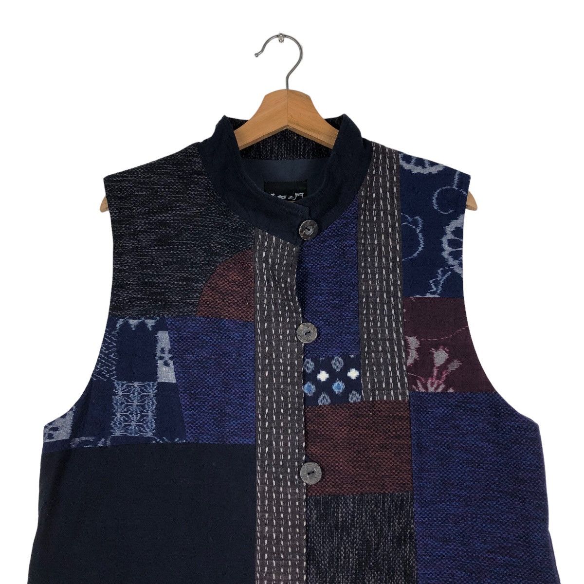 45rpm × Blue Blue Japan × Japanese Brand Vintage Vest Indigo Sisoko Giemon Kurume Traditional Kasuri Size US M / EU 48-50 / 2 - 3 Thumbnail