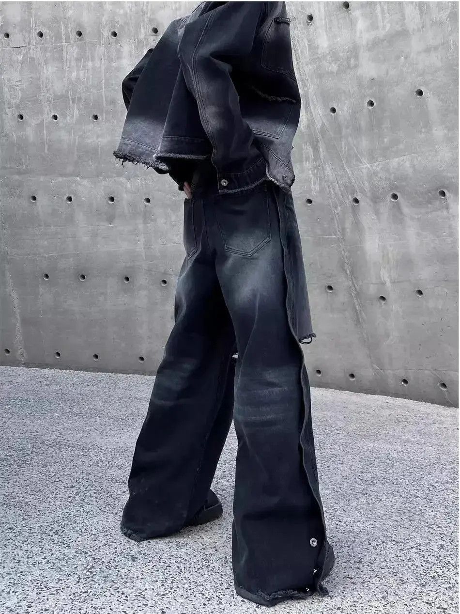 Japanese Brand Retro straight leg loose and distressed button up jeans Size US 32 / EU 48 - 3 Thumbnail