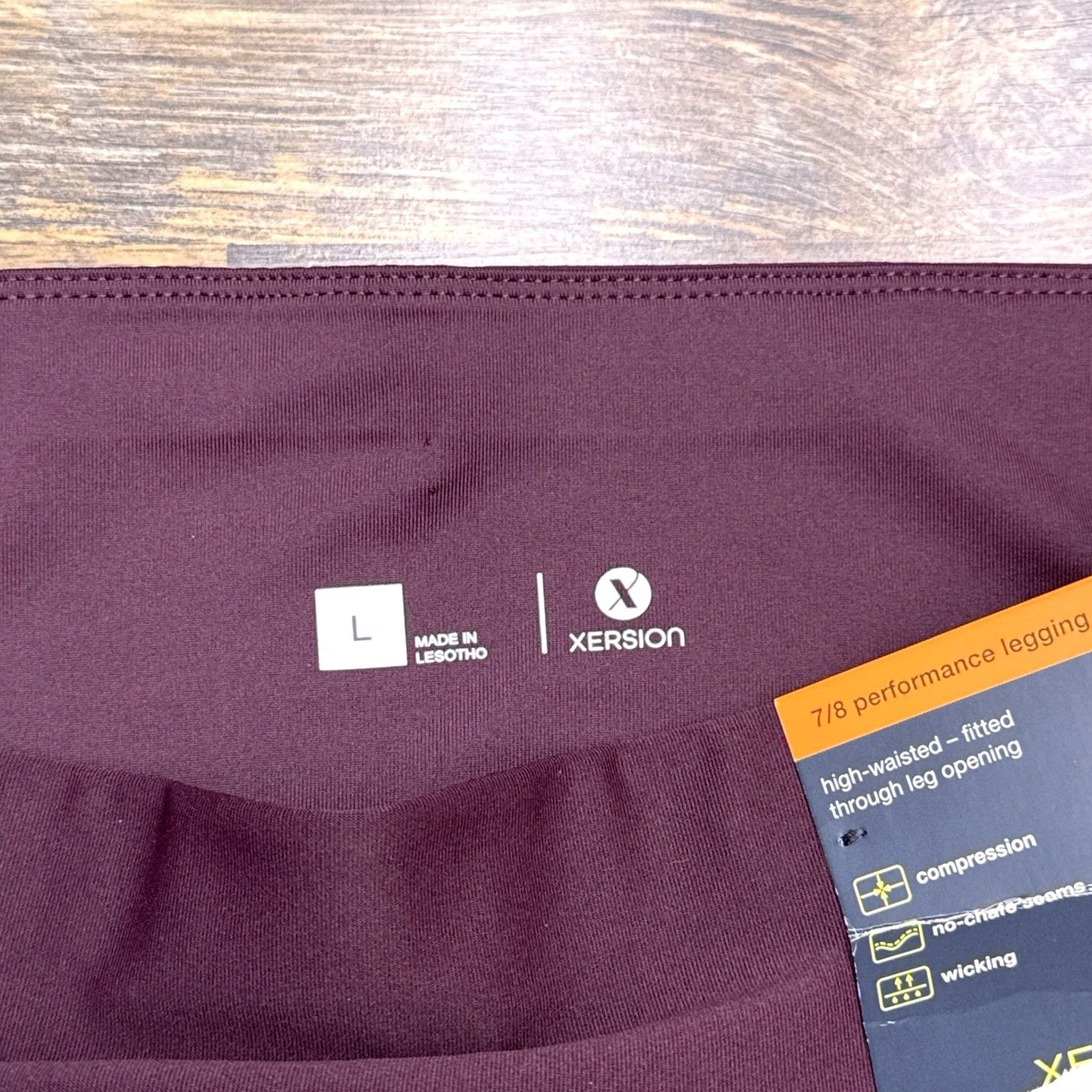 Vintage Xersion Leggings Womens L Burgundy Stretch New Tapered Leg Athletic Activewear Moisture Wicking Polyester Spandex Size 36" / US 14 / IT 50 - 5 Thumbnail