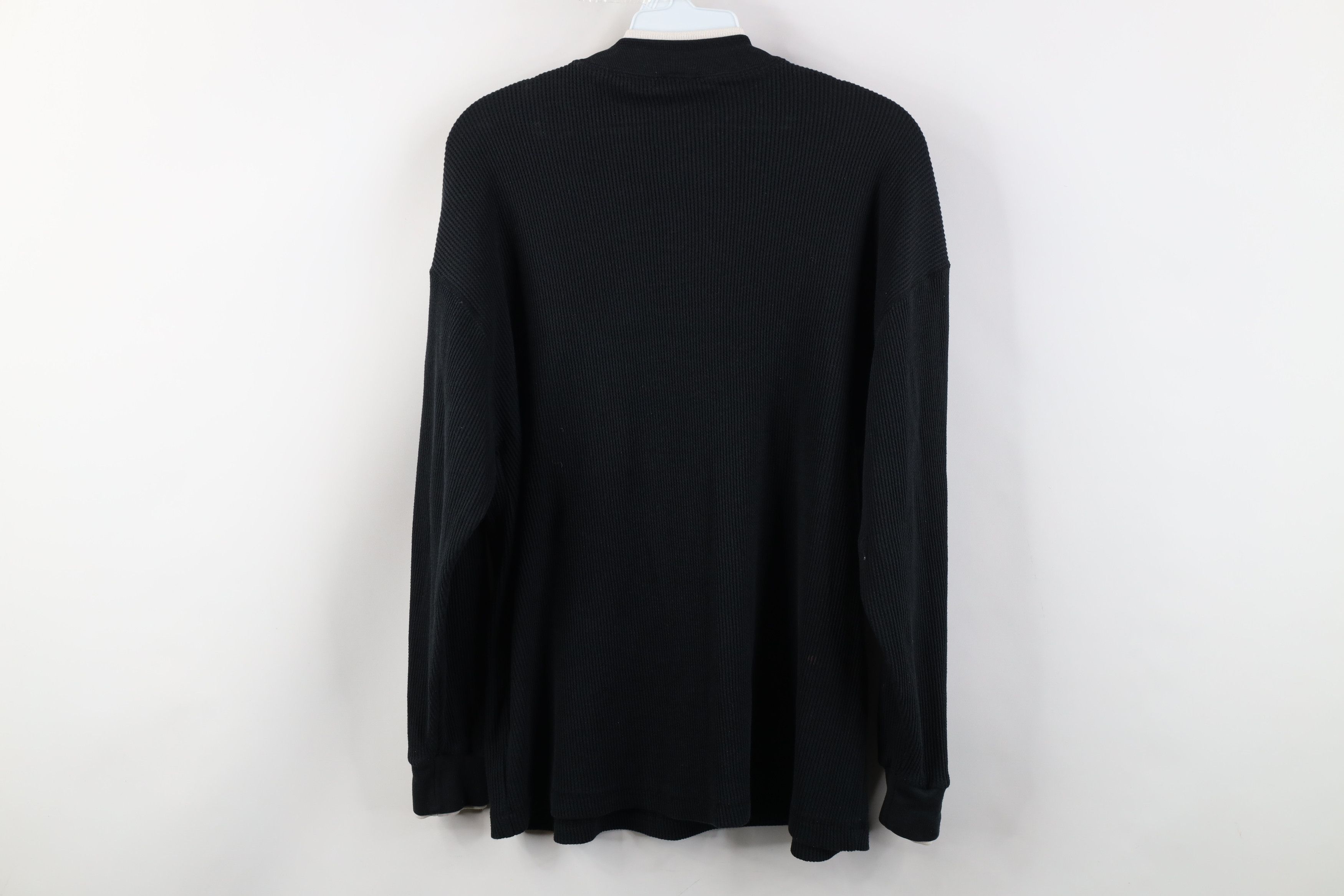 Vintage Vintage 90s Streetwear Waffle Knit Henley T-Shirt Black Size L / US 10 / IT 46 - 13 Thumbnail