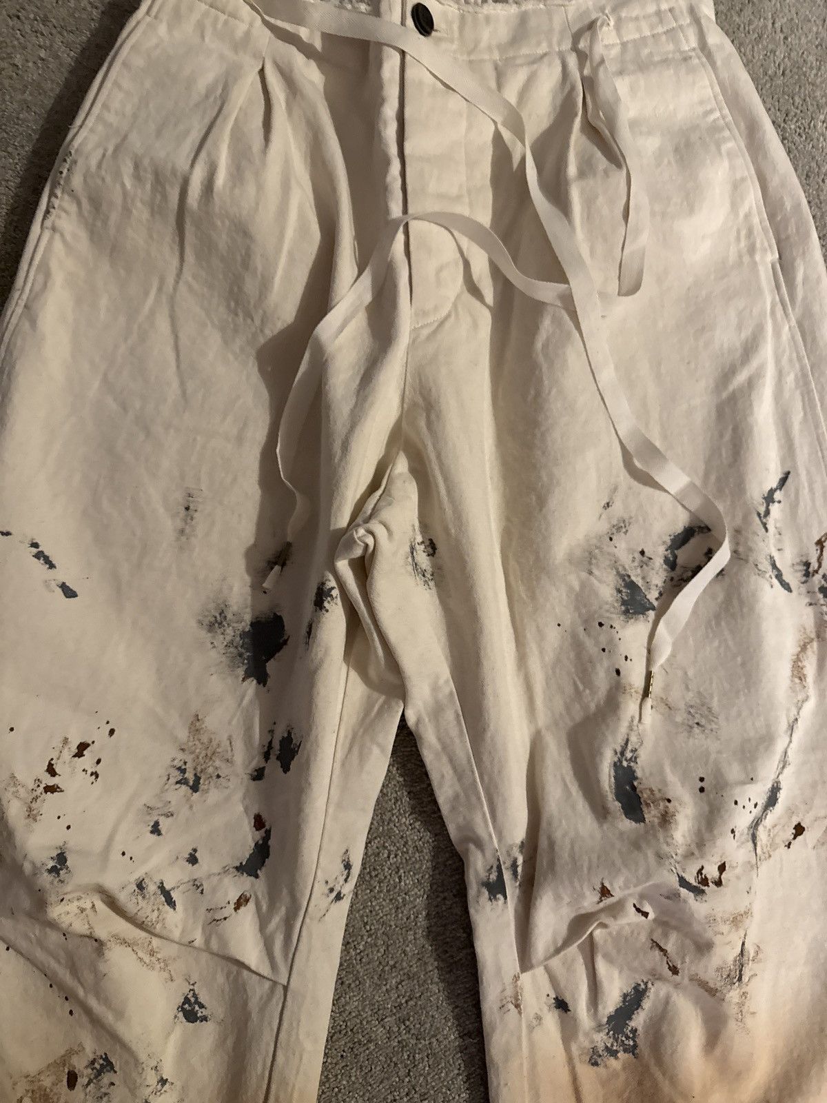 Individual Sentiments Cream Paint trousers Size US 33 - 2 Thumbnail