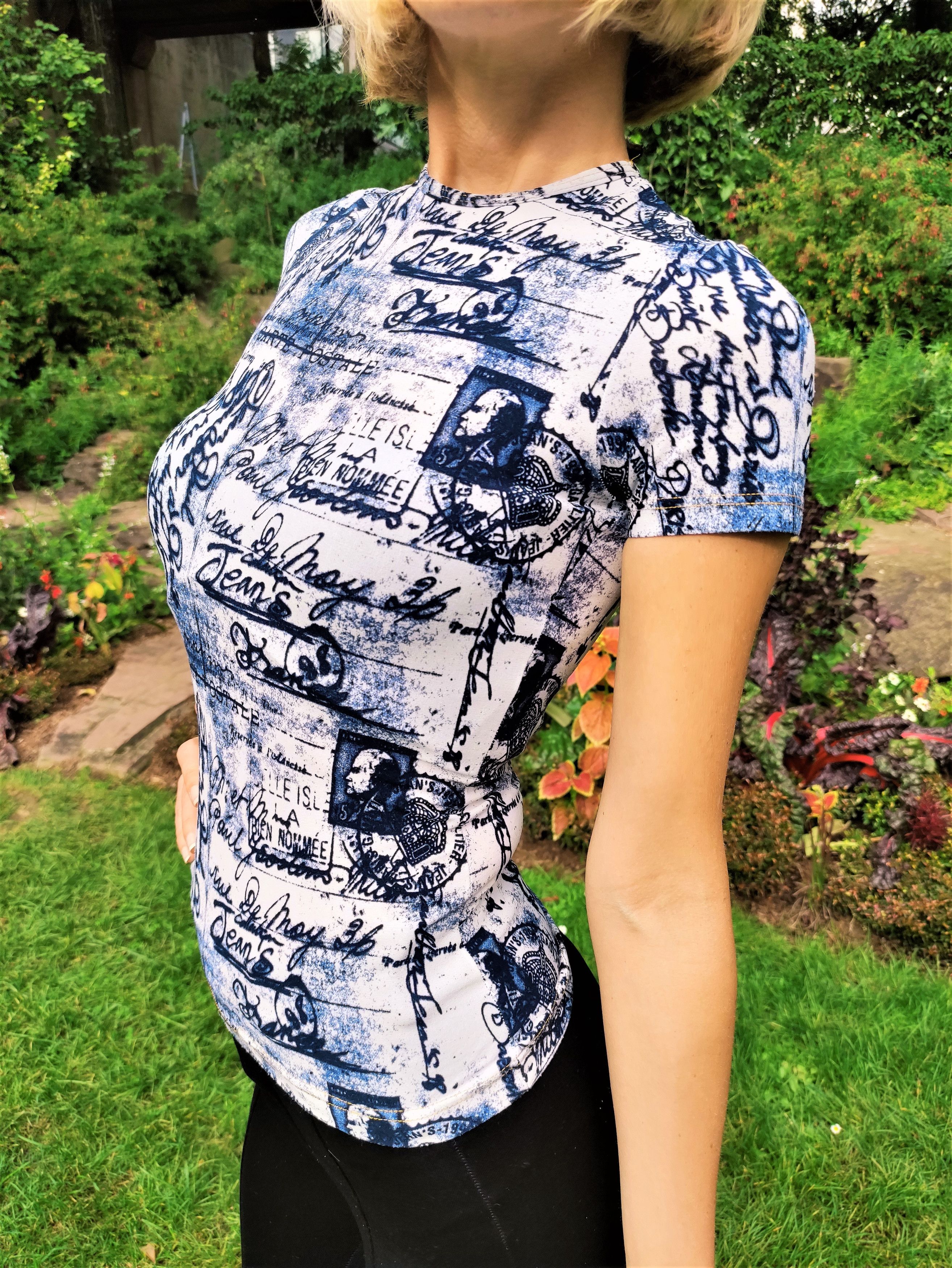 Jean Paul Gaultier Postcard Tattoo Mail Stamp Top tee Cami