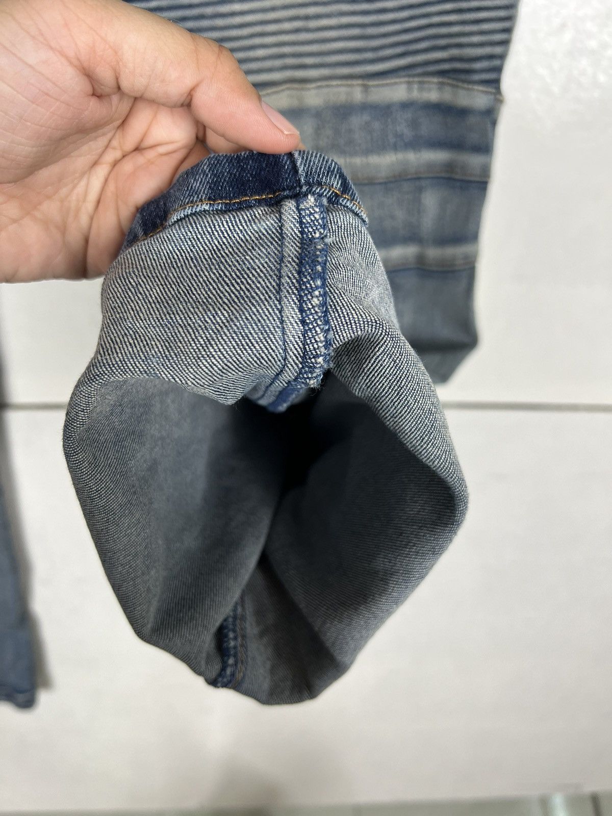 In The Attic 🔥 IN THE ATTIC BIKER MOTO DYED BROKEN DENIM SLIM FIT Size US 36 / EU 52 - 11 Thumbnail