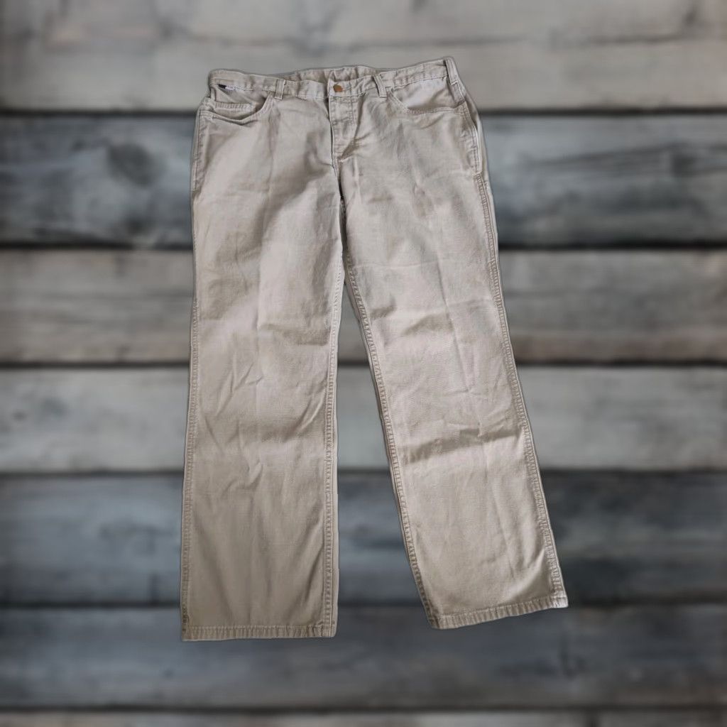 Carhartt VINTAGE Carhartt FR Relaxed Fit Canvas Carpenter Womens Workwear Pants Khaki Straight 18 Size 40" / US 18 - 1 Thumbnail