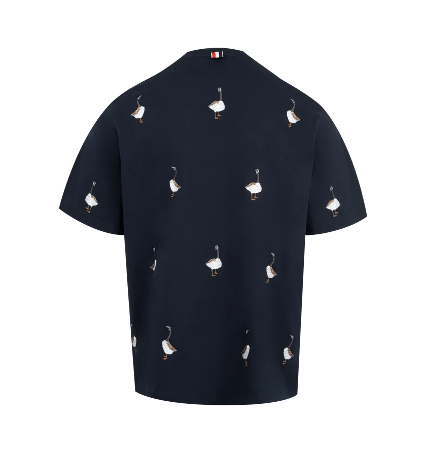 Thom Browne o1h1sh11225 Geese Print Jersey Tee in Navy Blue Size US XL / EU 56 / 4 - 2 Thumbnail
