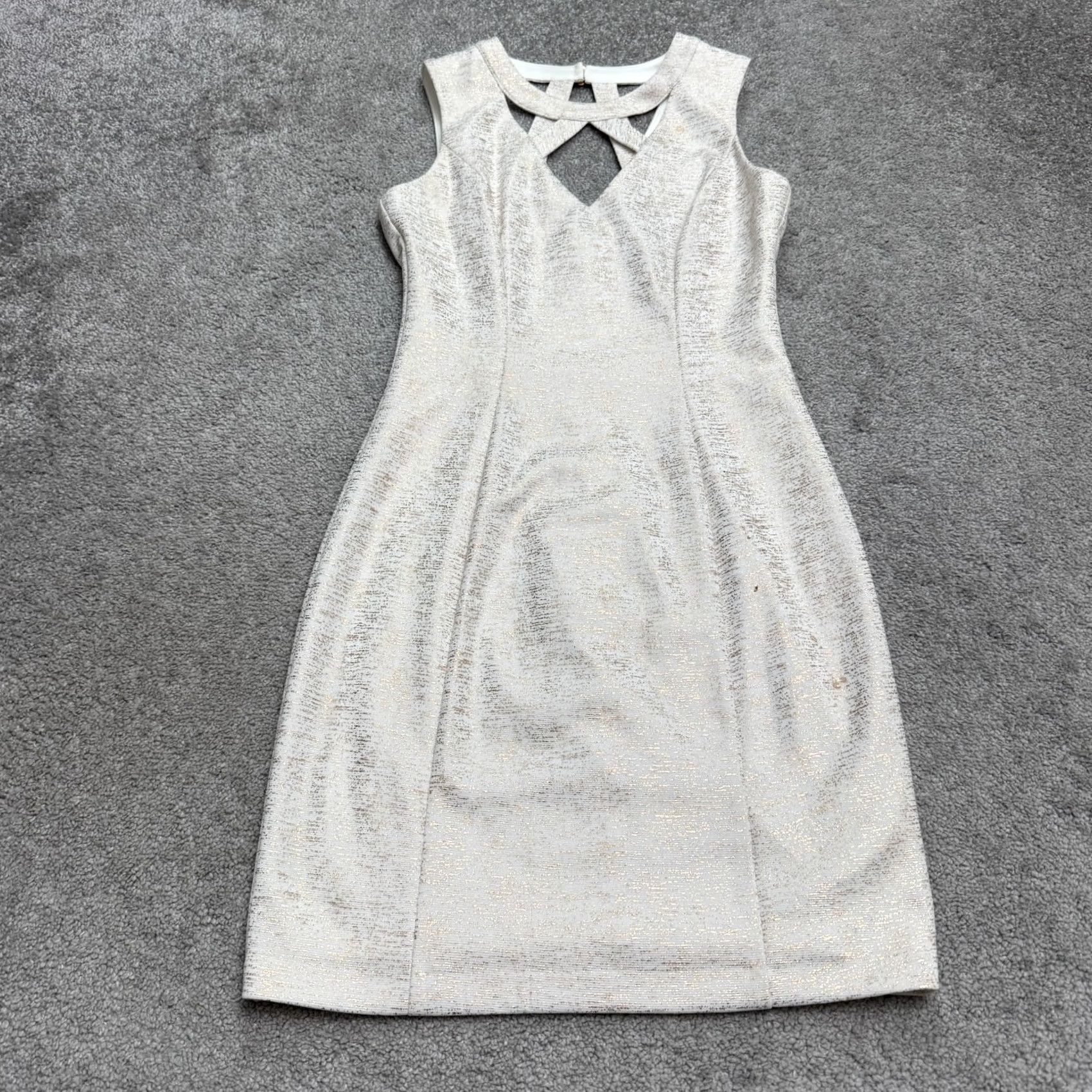 Guess GUESS White Metallic Cut-Out Sleeveless Mini Pencil Dress Womens Short Sleeveless Party Glam Size S / US 4 / IT 40 - 2 Thumbnail