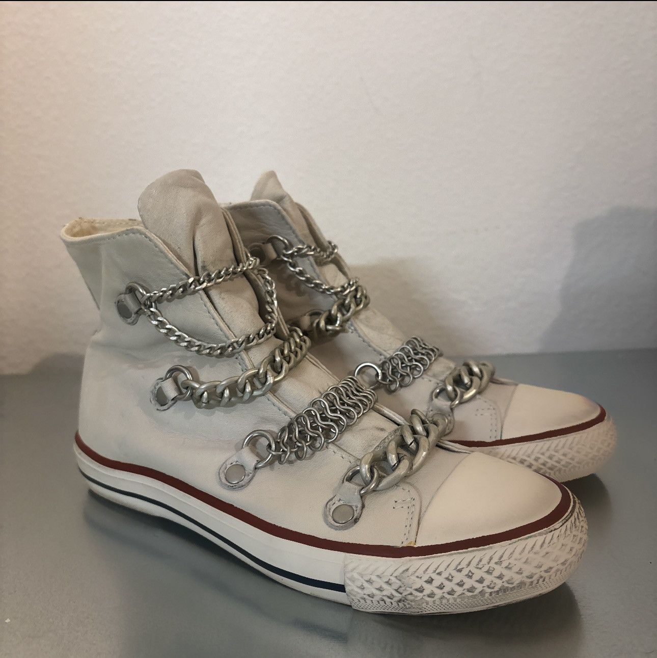 ASH Ash Chain Detail Leather Hi-Top Trainers Size US 8 / IT 38 - 1 Thumbnail