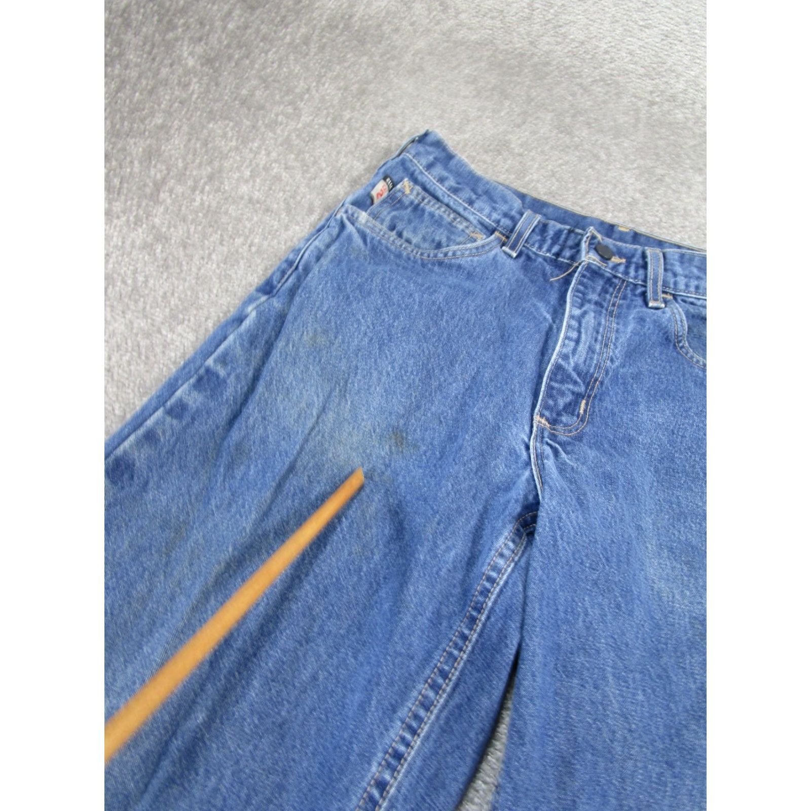 Vintage CAT Jeans 2112 Denim 30W 29L Mens Regular Blue Flame Resistant ATPV 16.0 Straight 30x29 - Preowned Burn Jeans CAT Brand Mens Jeans Blue 30x29 Size US 30 / EU 46 - 6 Thumbnail