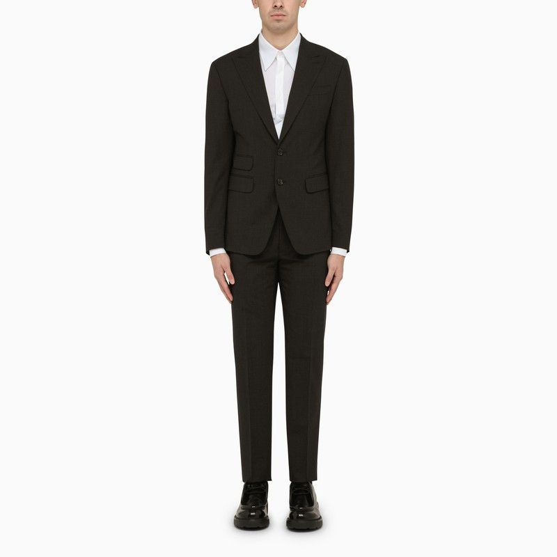 image of Dsquared2 Dark Grey Single-Breasted Wool Suit, Men's (Size Small)