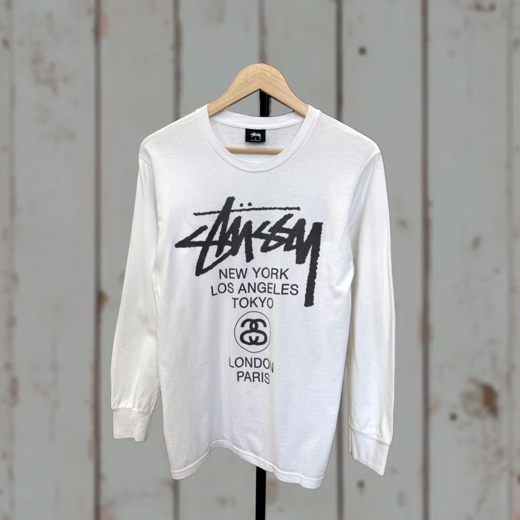 Vintage Stussy World Tour Long Sleeve Shirt Men S White USA Y2K Size US S / EU 44-46 / 1 - 1 Thumbnail