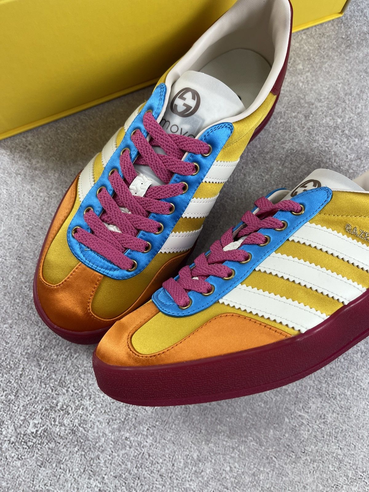 Gucci Adidas × Gucci Gazelle Yellow/White/Red Sneakers Size 37 1/3 Size US 6 / IT 36 - 3 Thumbnail