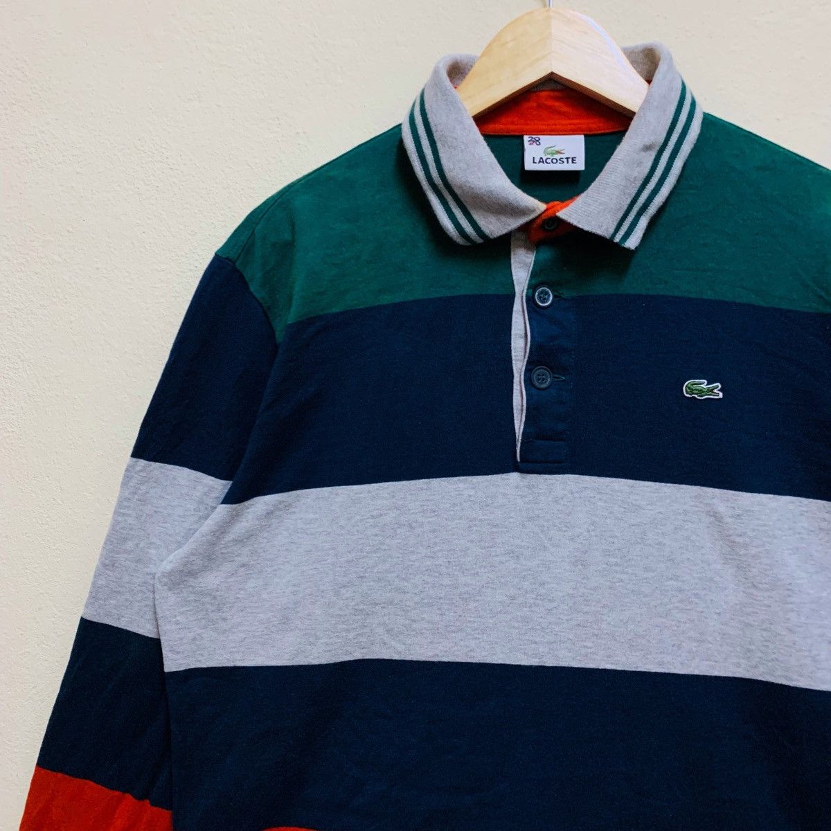 Lacoste × Vintage Vintage LACOSTE STRIPE MULTICOLOUR Longsleeve Polo Shirt Size US L / EU 52-54 / 3 - 4 Thumbnail