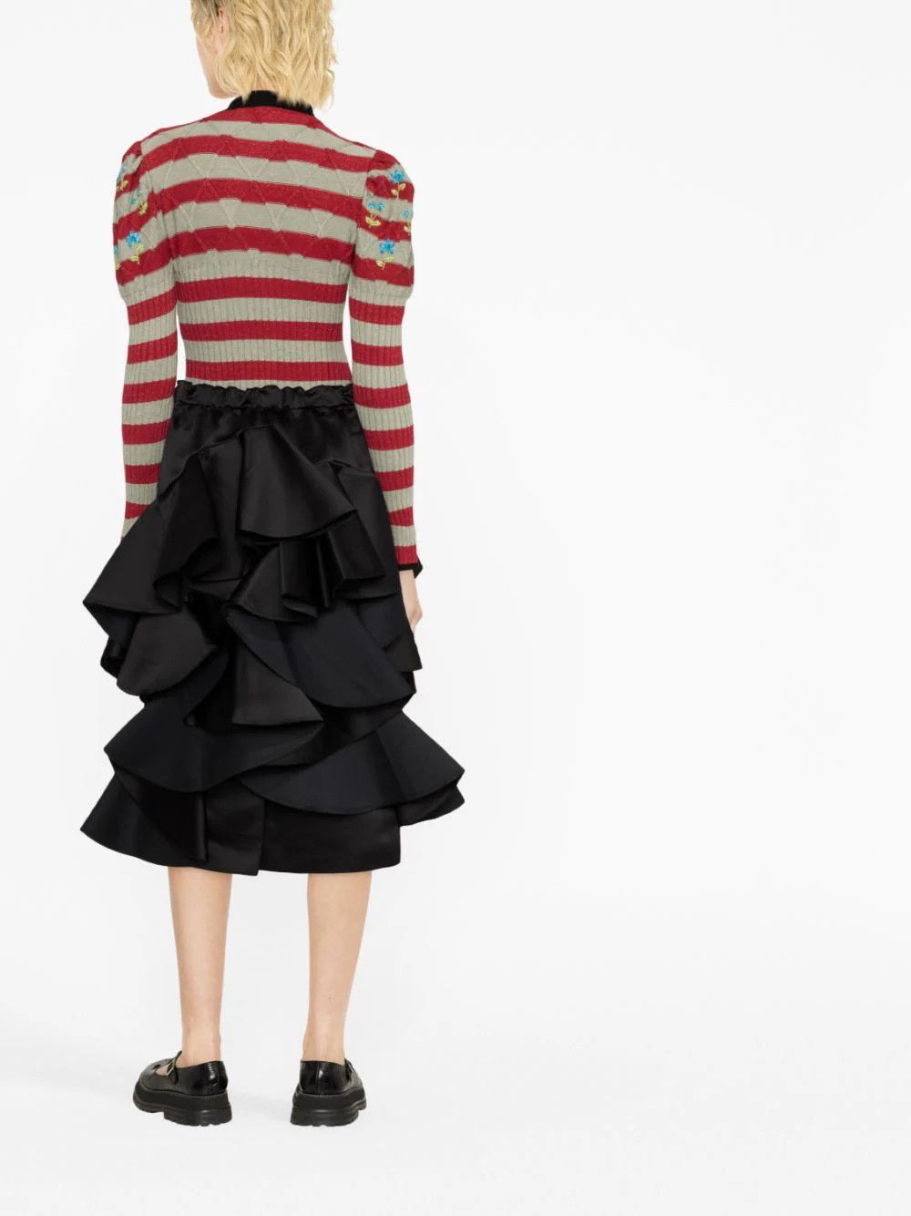 Comme des Garcons o1mle0824 Ruffled Tiered Midi Skirt in Black Size 28" / US 6 / IT 42 - 3 Thumbnail