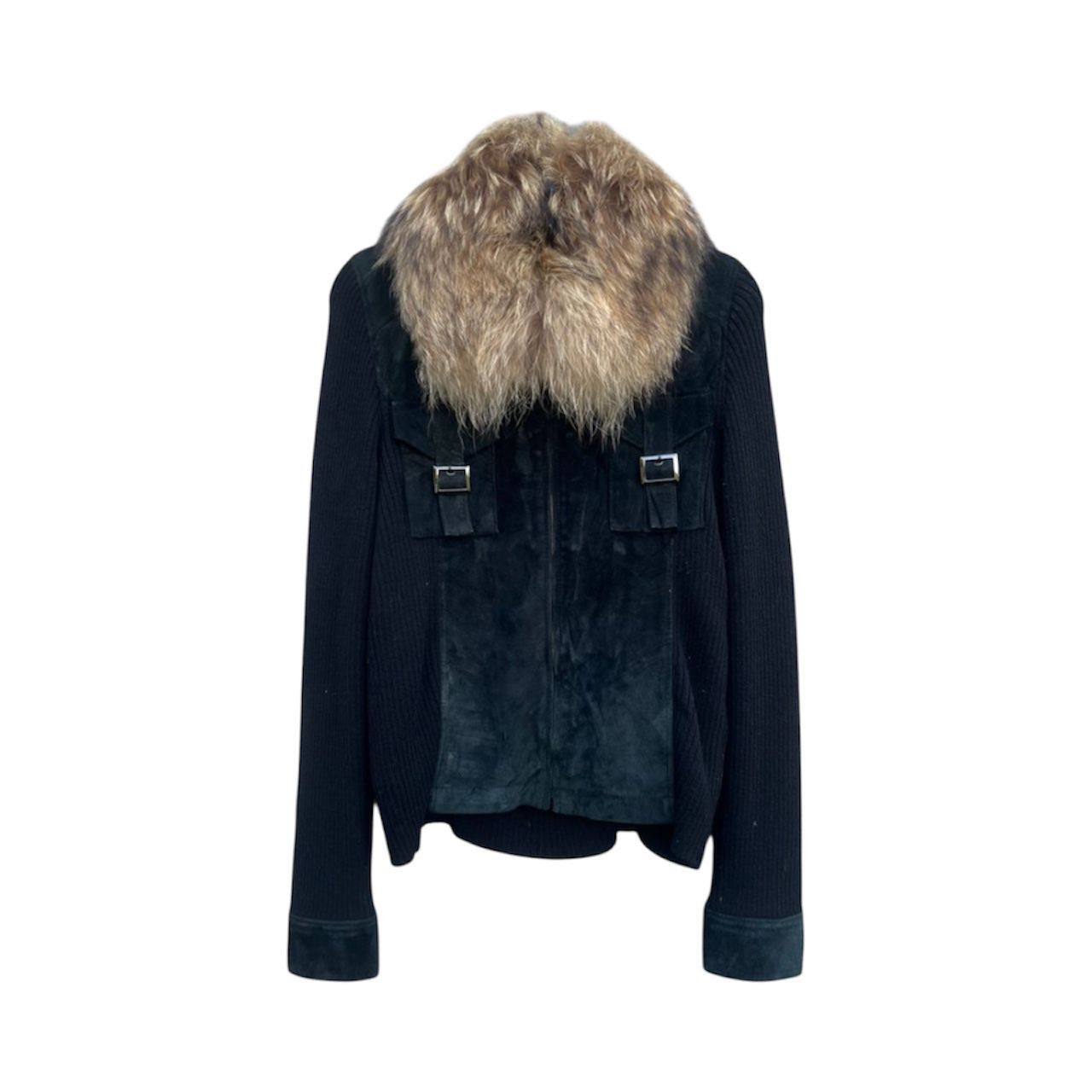 Japanese Brand Transwork Fur Collar Hybrid Cotton Leather Jacket Size S / US 4 / IT 40 - 1 Thumbnail