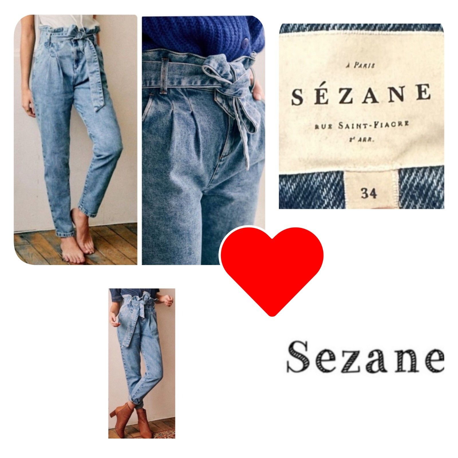 Sezane Sezane Alvin Slouchy High Rise Jeans in Light Vintage Washed Size 24" / US 00 / IT 34 - 1 Thumbnail
