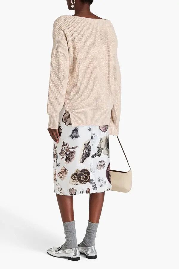 Marni o1w1db11125 Embroidered Ribbed Wool Cardigan in Light Beige Size L / US 10 / IT 46 - 3 Thumbnail
