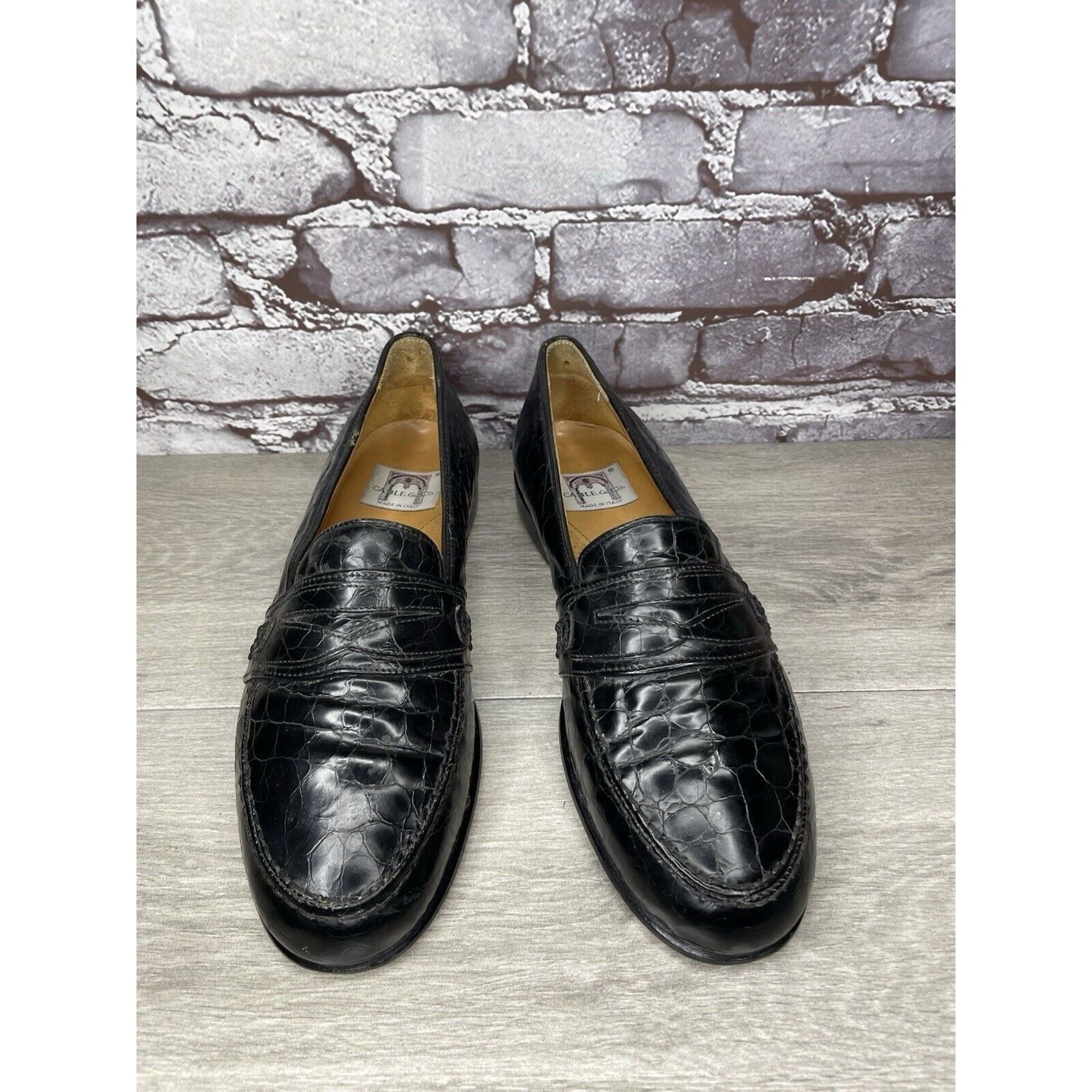 Other Cable & Co. Black Leather Croc Penny Loafers Dress Shoes Men Size US 9.5 / EU 42-43 - 21 Thumbnail