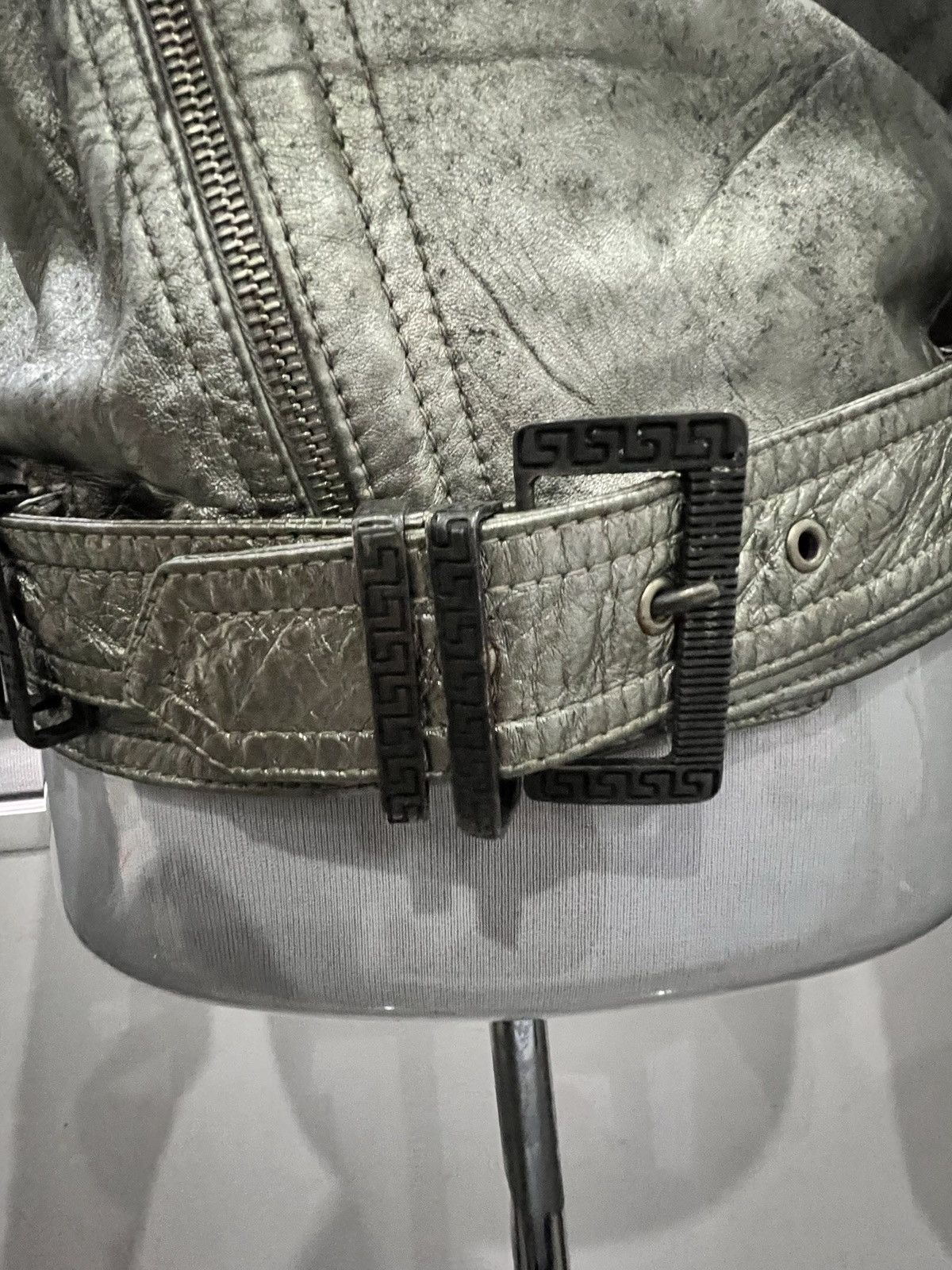 Versace Gianni Versace Silver Leather Biker Jacket Size US L / EU 52-54 / 3 - 5 Thumbnail