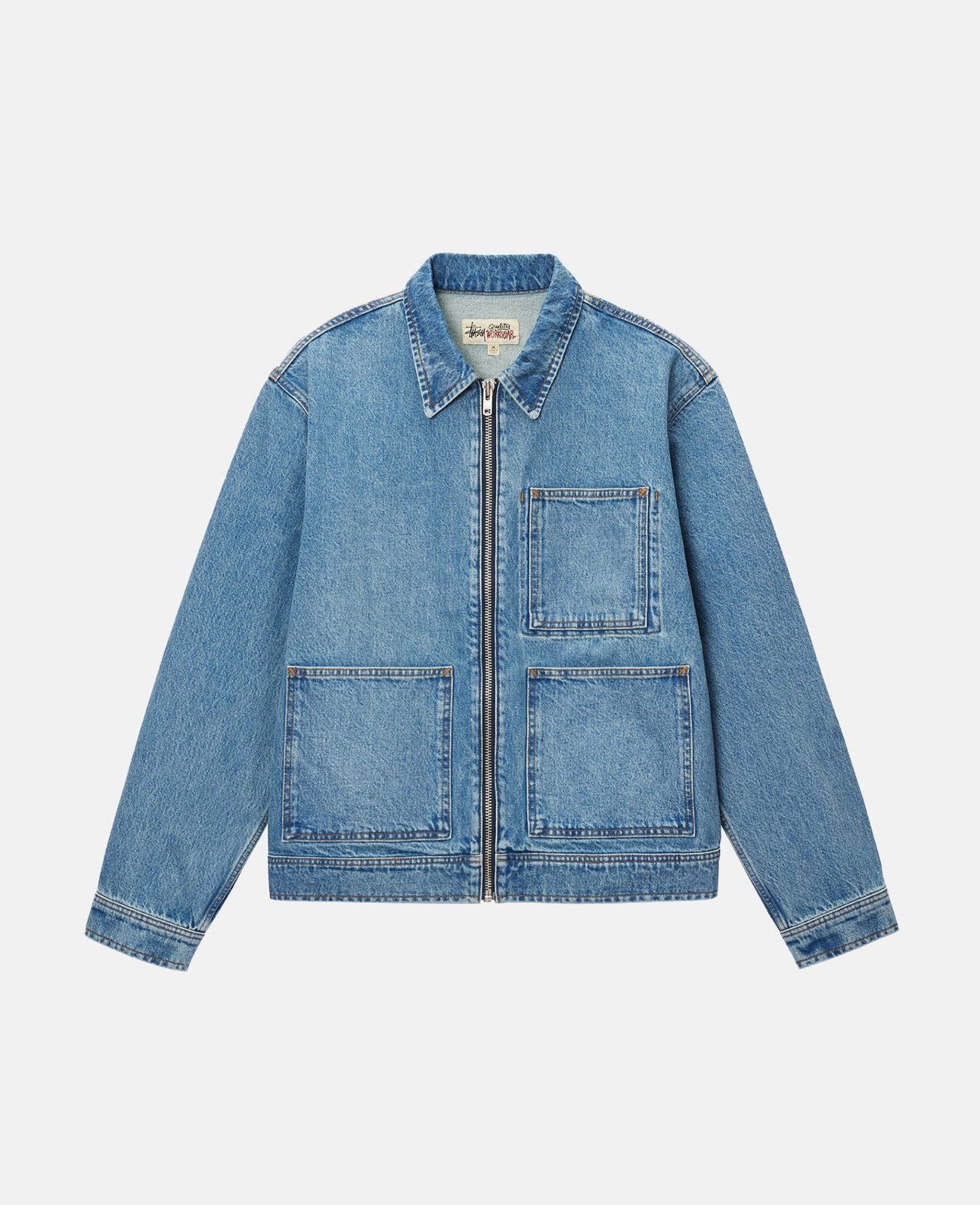 Stussy Stussy FW24 Denim Zip Up Work Jacket “Washed Blue” XL Size US XL / EU 56 / 4 - 12 Thumbnail