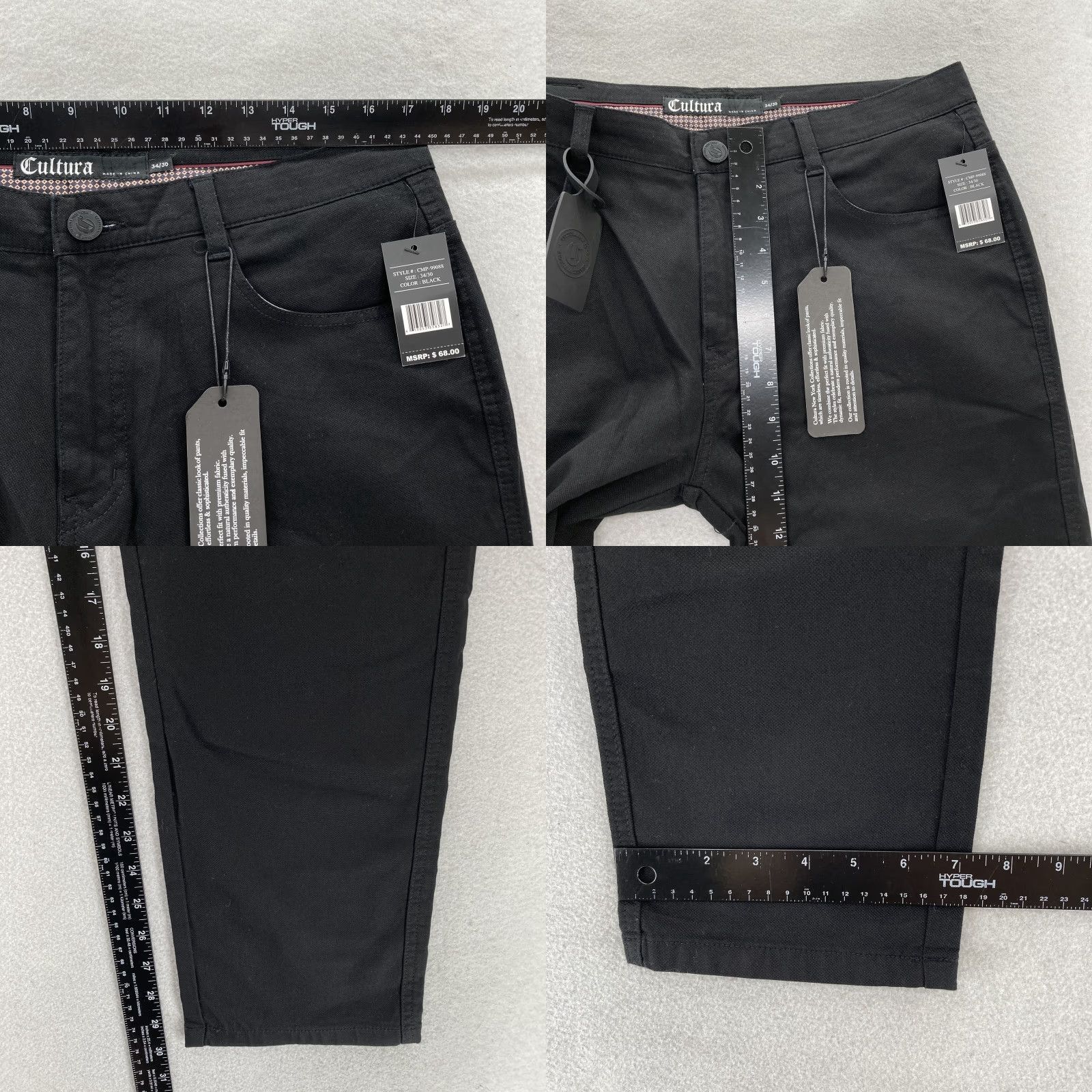 Vintage Cultura Pants Mens 34x30 Black Classic Stretch Premium Modern Casual 5-Pocket Size US 34 / EU 50 - 8 Thumbnail