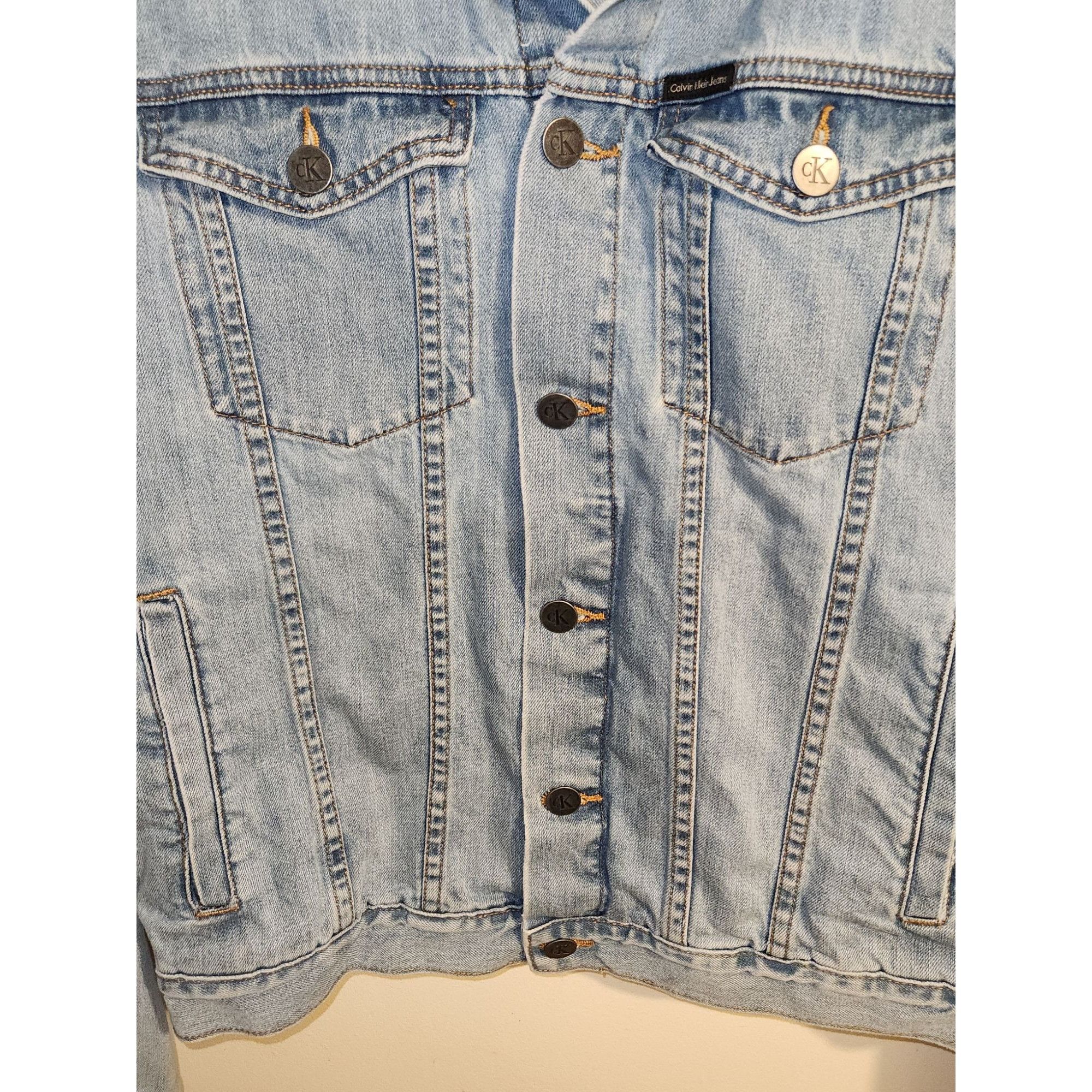 Calvin Klein Calvin Klein Mens XXL Denim Trucker Jacket With Button Closu Size US XXL / EU 58 / 5 - 3 Thumbnail