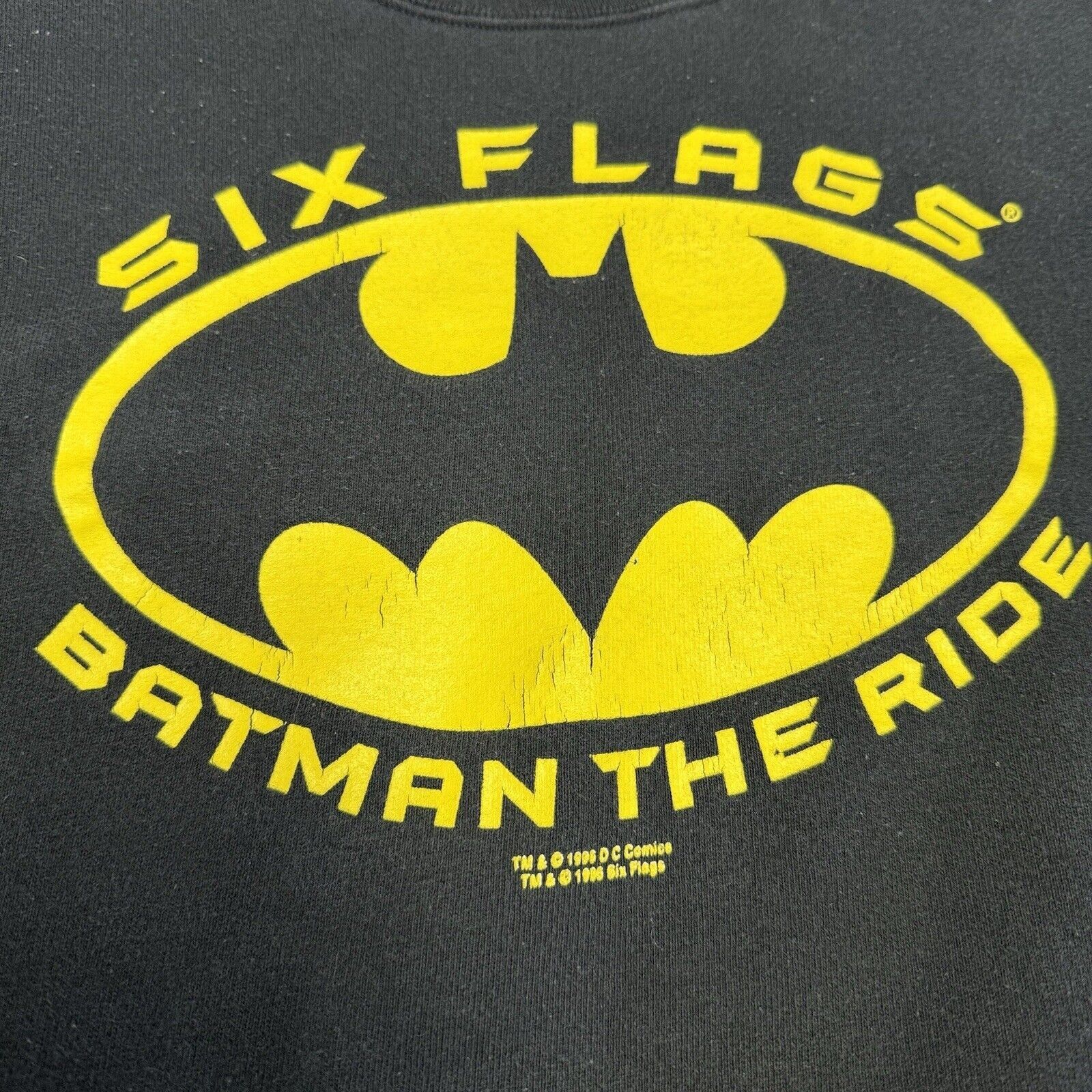 Vintage Vintage Batman Six Flags Sweatshirt Mens XL Black 90s The Ri Size US XL / EU 56 / 4 - 4 Thumbnail