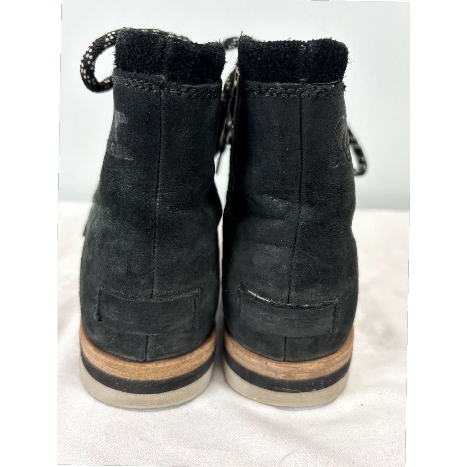 SOREL VINTAGE Womens Sorel Sneakchic Alpine Ankle Boots 6 Black Leather Lace Up Bootie Size US 6 / IT 36 - 4 Thumbnail