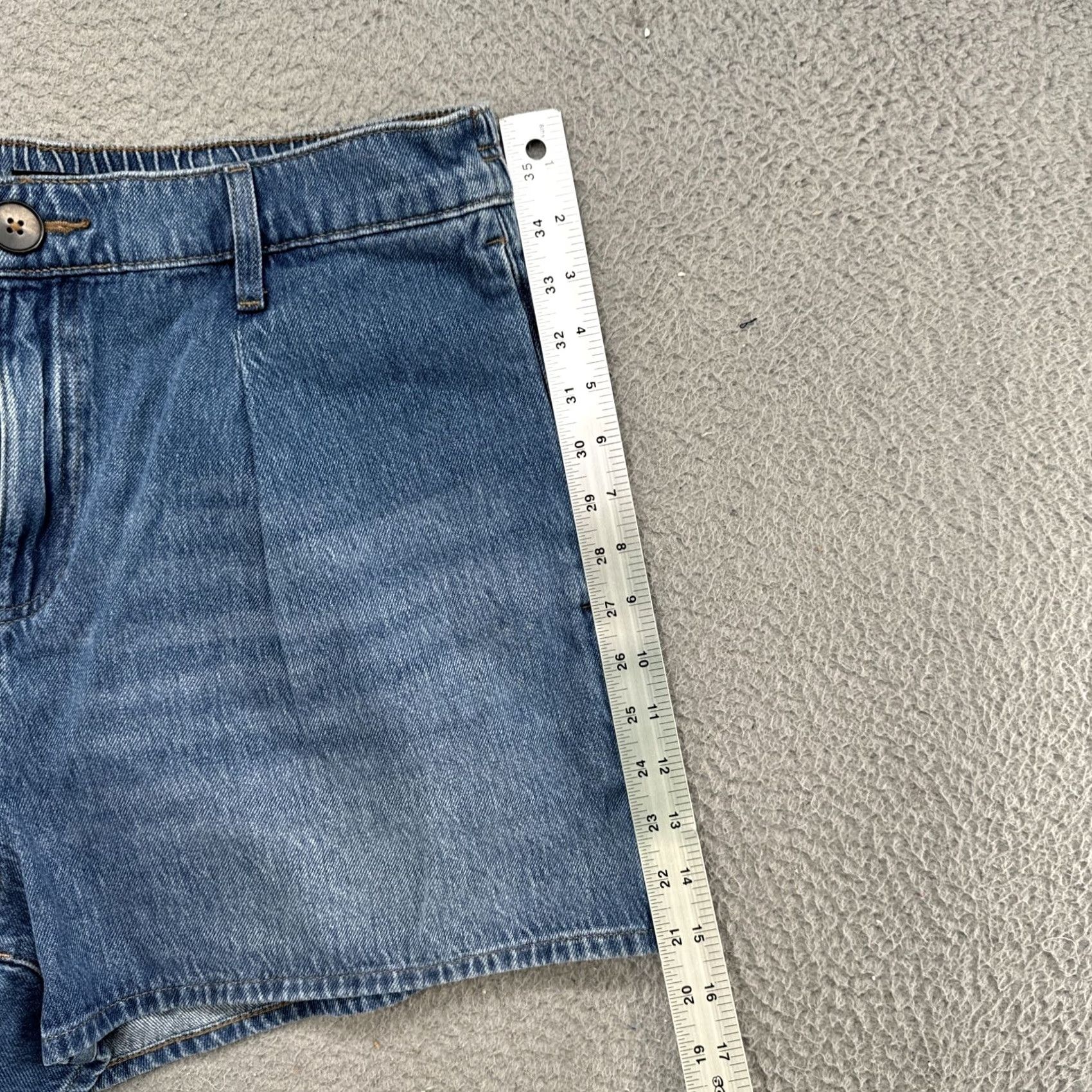 Express Express Super High Rise Elastic Waist Denim Shorts Women L Blue Mom Style Womens Size 36" / US 14 / IT 50 - 5 Thumbnail