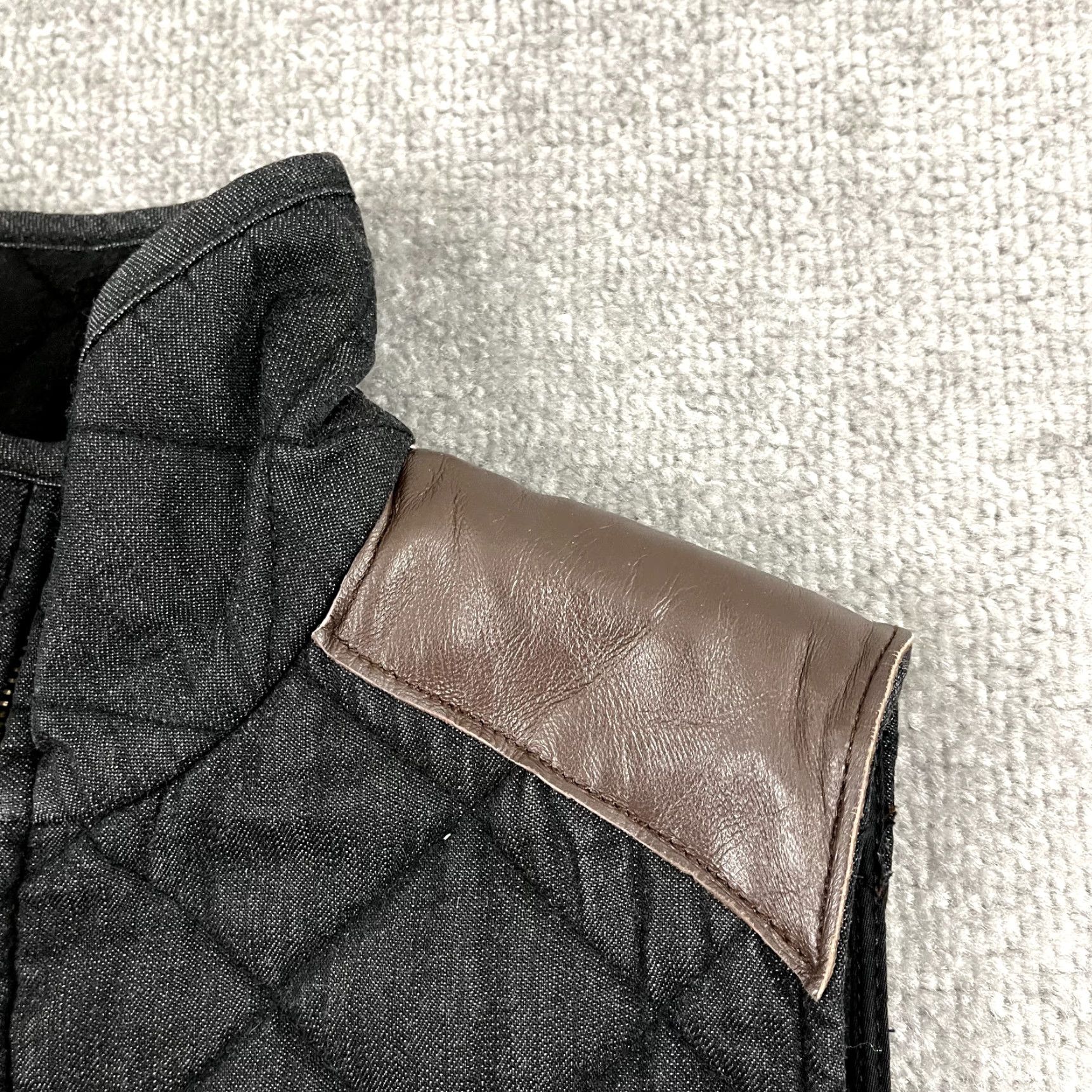 Ralph Lauren LAUREN JEANS CO Vest Womens Small Gray Brown Leather Quilted Pockets Full Zip - Vintage: No (not included) Size 28" / US 6 / IT 42 - 5 Thumbnail