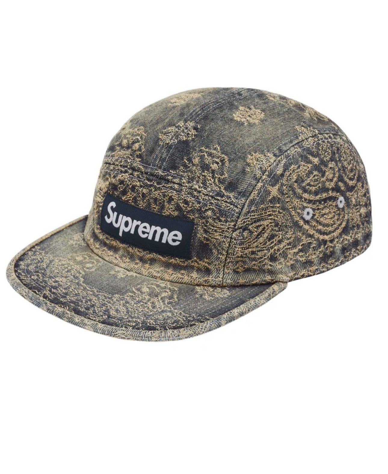 Supreme Bandana Jacquard Denim Camp Cap (SS25) - $58