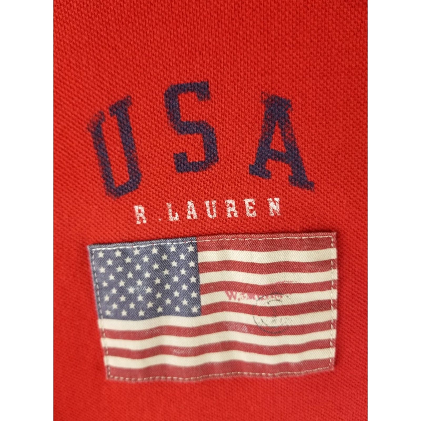 Polo Ralph Lauren VINTAGE RALPH LAUREN POLO SHIRT RED USA FLAG PATCH BIG PONY SHIRT SZ LARGE Size US L / EU 52-54 / 3 - 3 Thumbnail