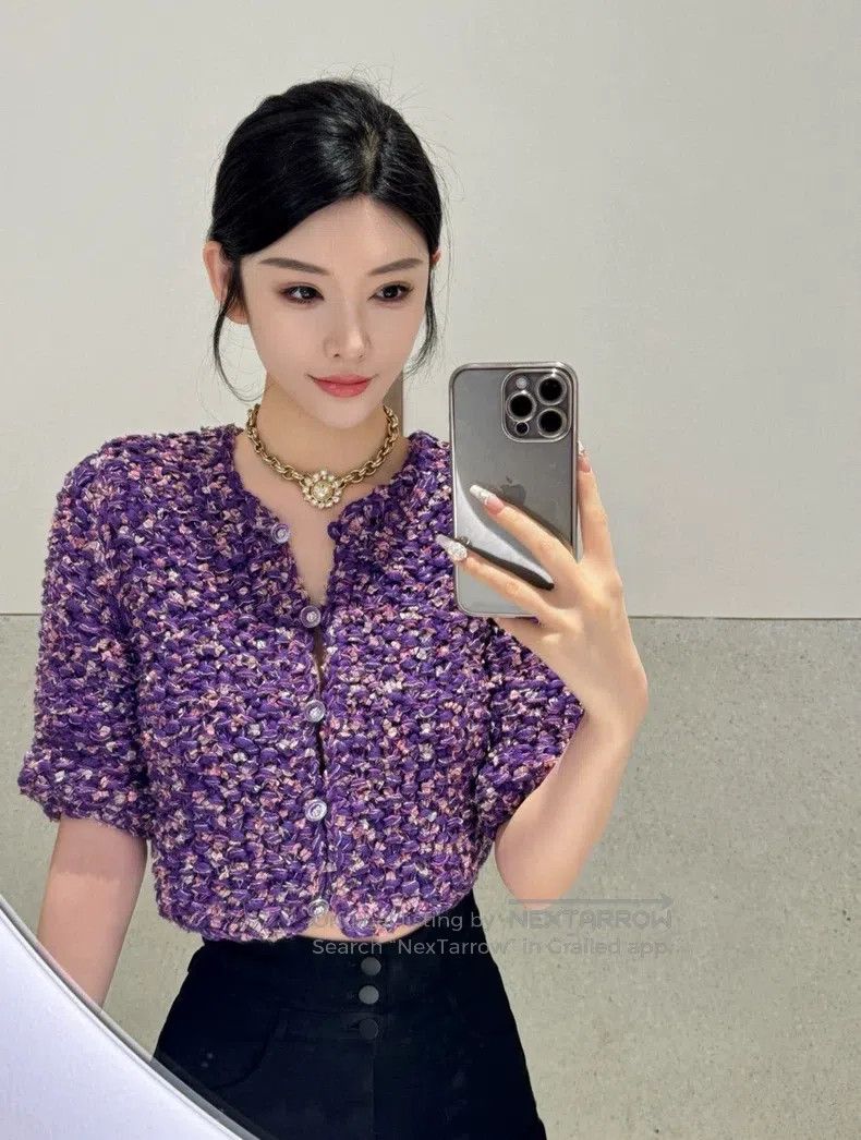 Chanel Chanel Purple tweed short sleeves Size XS / US 0-2 / IT 36-38 - 8 Thumbnail