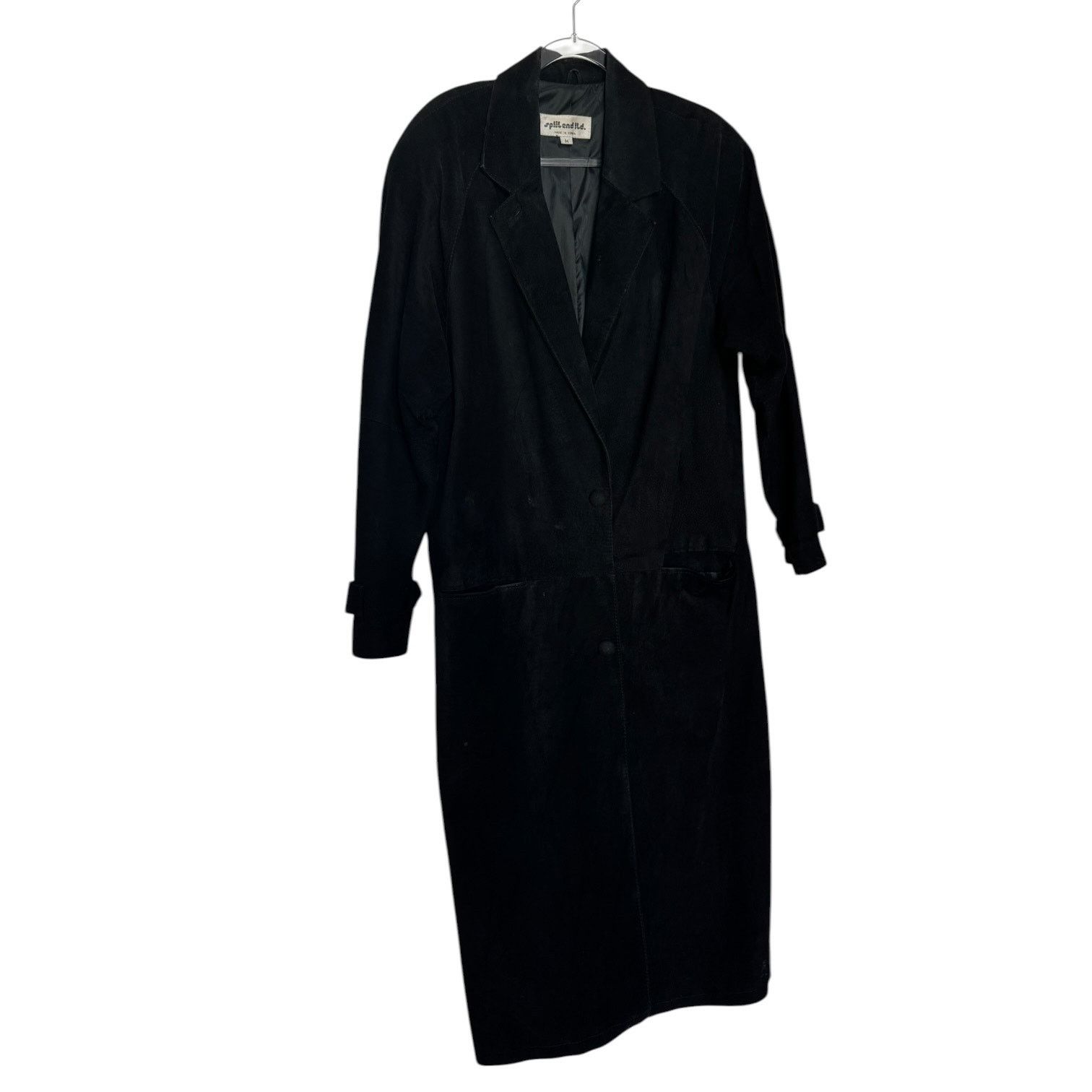 Vintage 90s Split End Ltd Black Suede Leather Long Coat Minimalist M Size M / US 6-8 / IT 42-44 - 21 Thumbnail