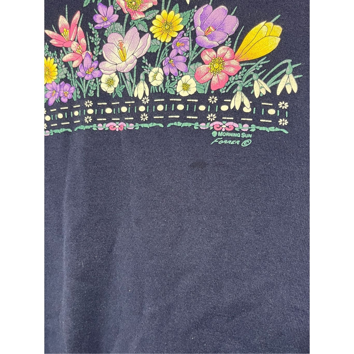 Other Vintage Morning Sun 90s Grandmacore Flower Print Crewneck Sw Size L / US 10 / IT 46 - 3 Thumbnail