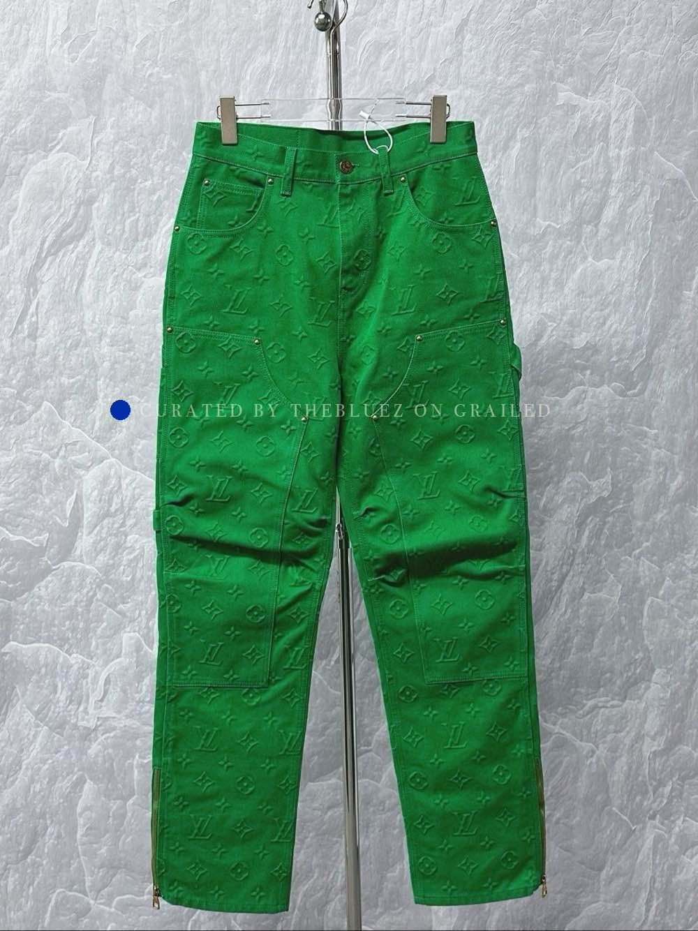 Louis Vuitton Green Cargo Pants with Embroidered Pattern Size 28 Size US 28 / EU 44 - 1 Thumbnail