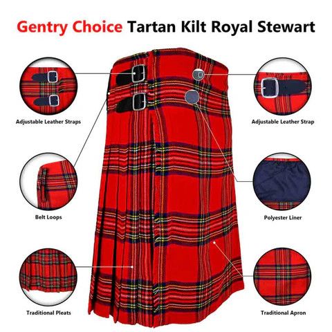 Handmade × Other Tartan Kilt Royal Stewart 8 Yards Size US 34 / EU 50 - 8 Thumbnail