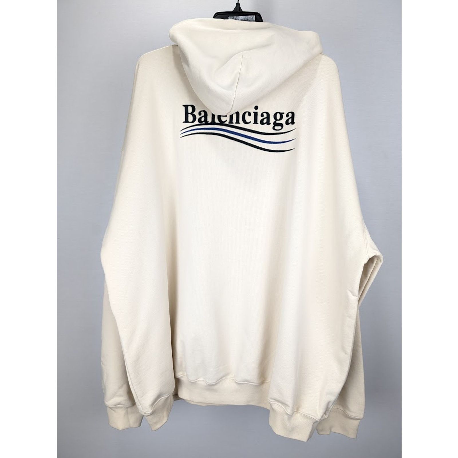 Balenciaga o1rshd1 Hoodie Embroider Pol Bouclette in Cream/Black/Blue Size US M / EU 48-50 / 2 - 11 Thumbnail