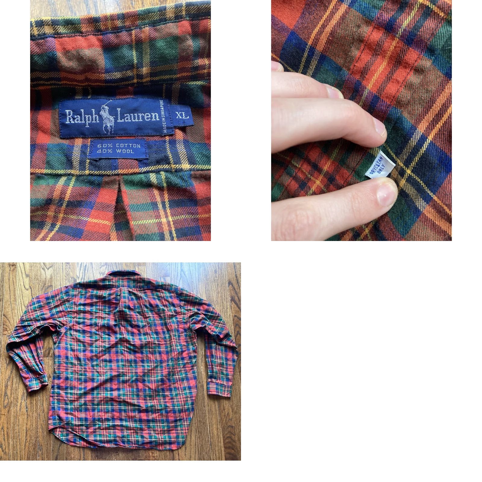 Polo Ralph Lauren VINTAGE Polo Ralph Lauren Mens XL Tartan Plaid Wool Blend Flannel Button Up Shirt Size US XL / EU 56 / 4 - 8 Thumbnail