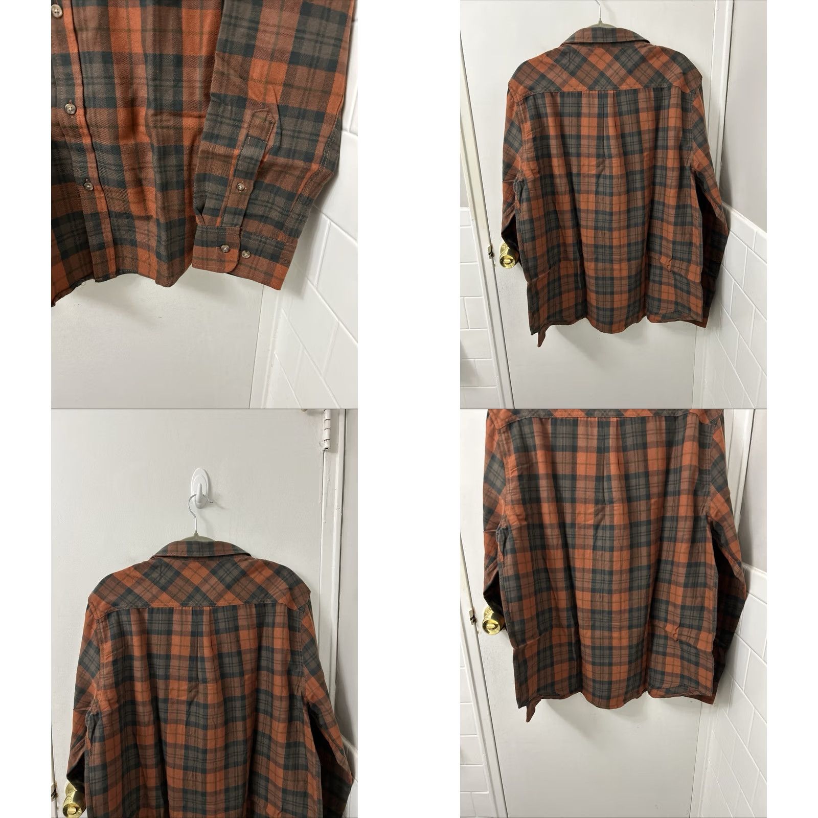 Vintage Berkley Jensen Flannel Shirt Mens XL Orange Plaid Button-Down Long Sleeve NWT Size US XL / EU 56 / 4 - 8 Thumbnail