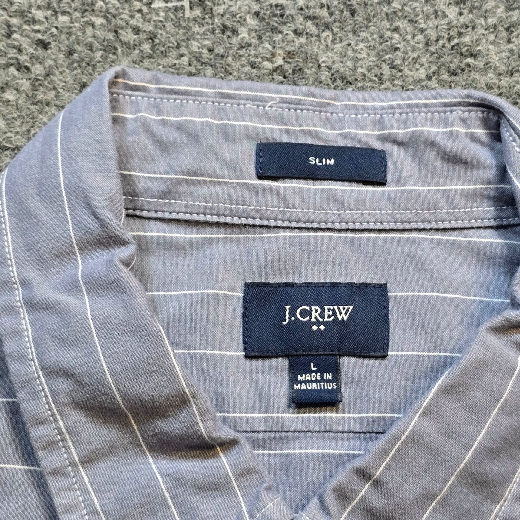 J.Crew J.CREW Shirt Mens L Gray Striped Slim Lightweight Button-Front Career Casual Size US L / EU 52-54 / 3 - 3 Thumbnail