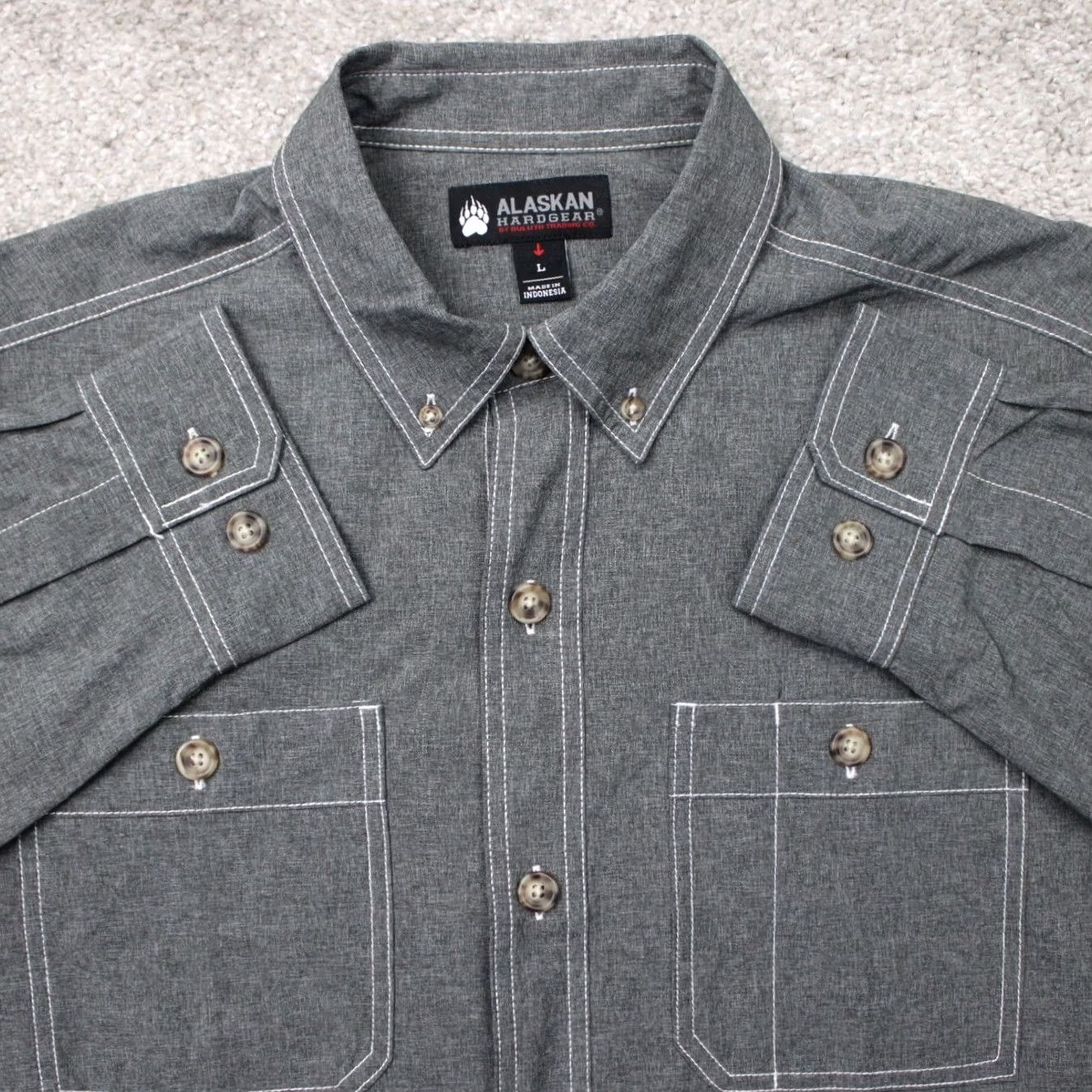 Vintage Alaskan Hardgear Shirt Mens Large Gray Duluth Bush Pilot Long Sleeve Button Up Size US L / EU 52-54 / 3 - 2 Thumbnail