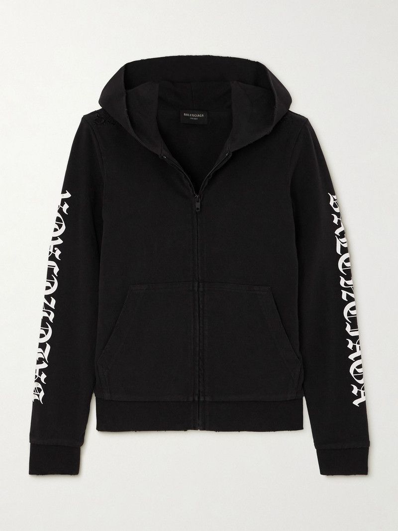 Balenciaga o1tr1nto1125 Gothic Type Zip-Up Hoodie Slim Fit in Black Size M / US 6-8 / IT 42-44 - 1 Thumbnail