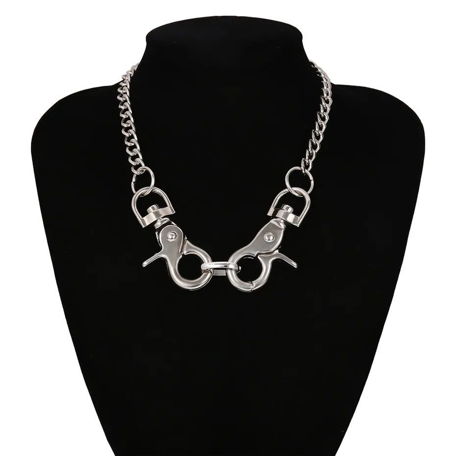 Jewelry Big Clasp Pendant Choker Necklace Gothic Punk Chain Size ONE SIZE - 3 Thumbnail