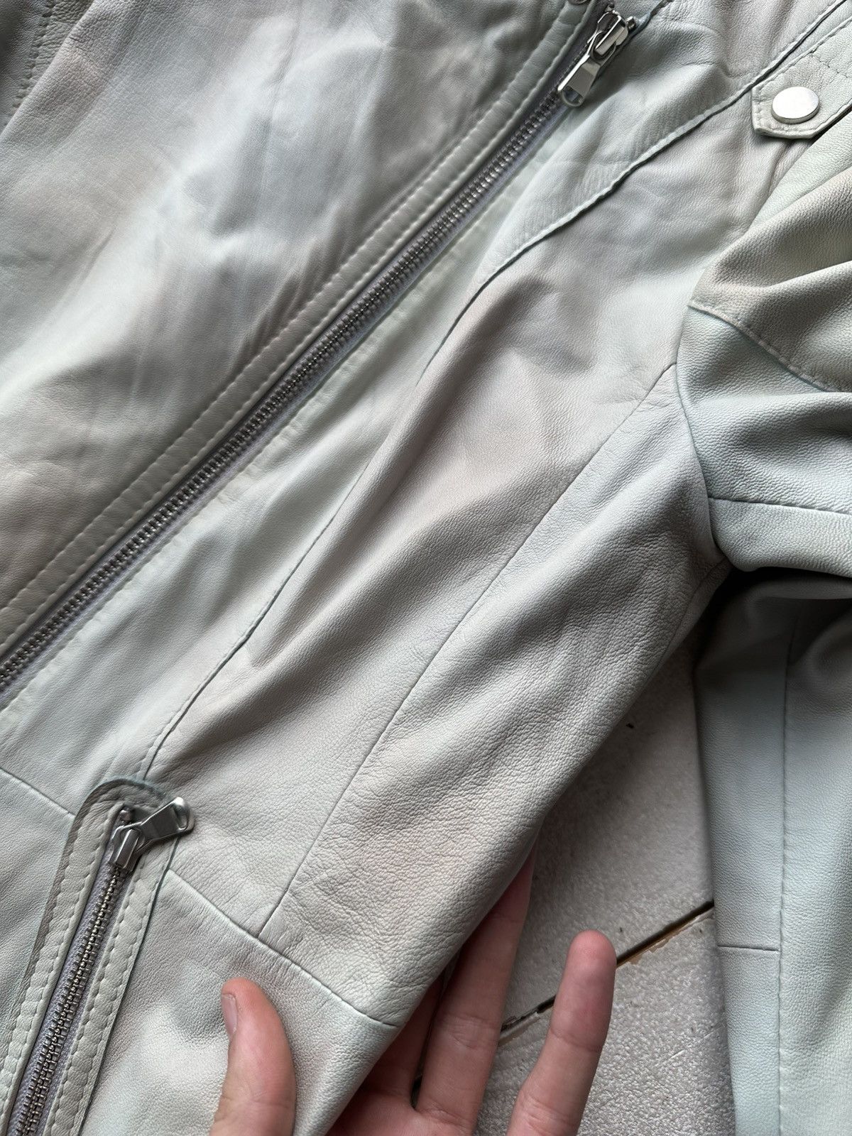 Other 🚨Y2K RICK OWENS TYPE DIRTY SLIM FIT ZIP LEATHER JACKET Size XS / US 0-2 / IT 36-38 - 8 Thumbnail