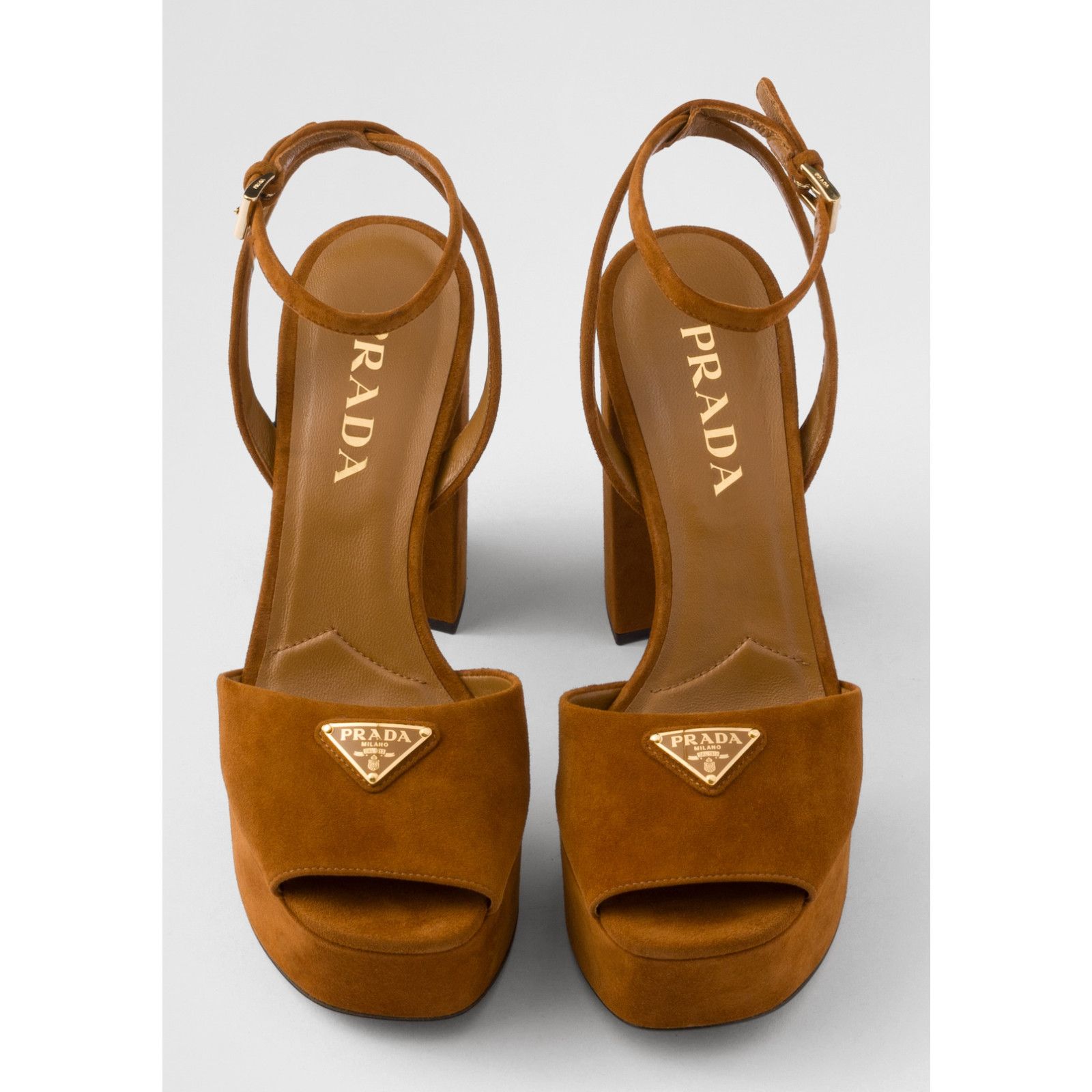 Prada Prada 115mm Cognac Brown Suede Platform Sandal 38.5 Size US 8.5 / IT 38.5 - 9 Thumbnail