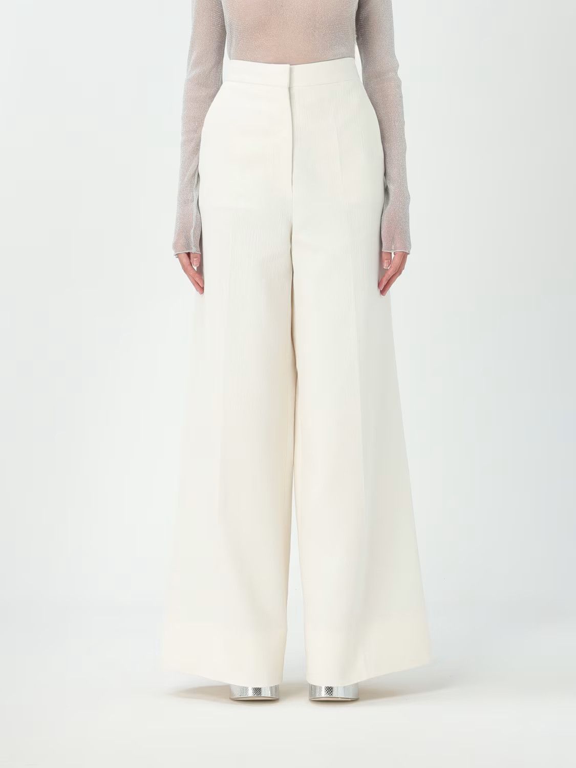 Stella McCartney o1s22i1n1024 Tailored Wool Trouser in White Size 28" / US 6 / IT 42 - 1 Thumbnail