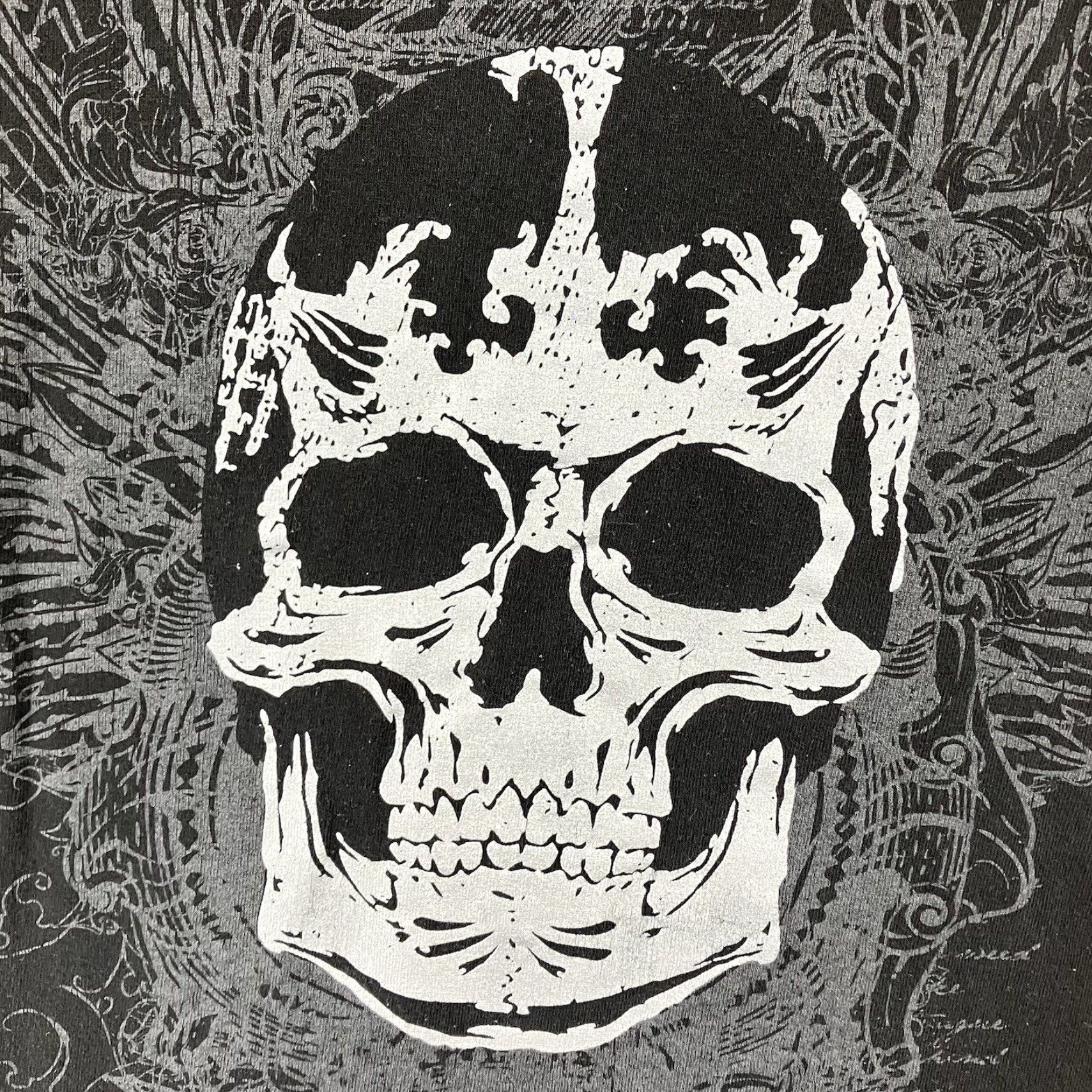 Vintage VINTAGE Hard 10 T-Shirt Mens 2XL Black Cotton Graphic Print Skull Wings UFC Fight Biker Warrior Front Mock Neck Short Sleeve Regular Fit Size US XXL / EU 58 / 5 - 5 Thumbnail