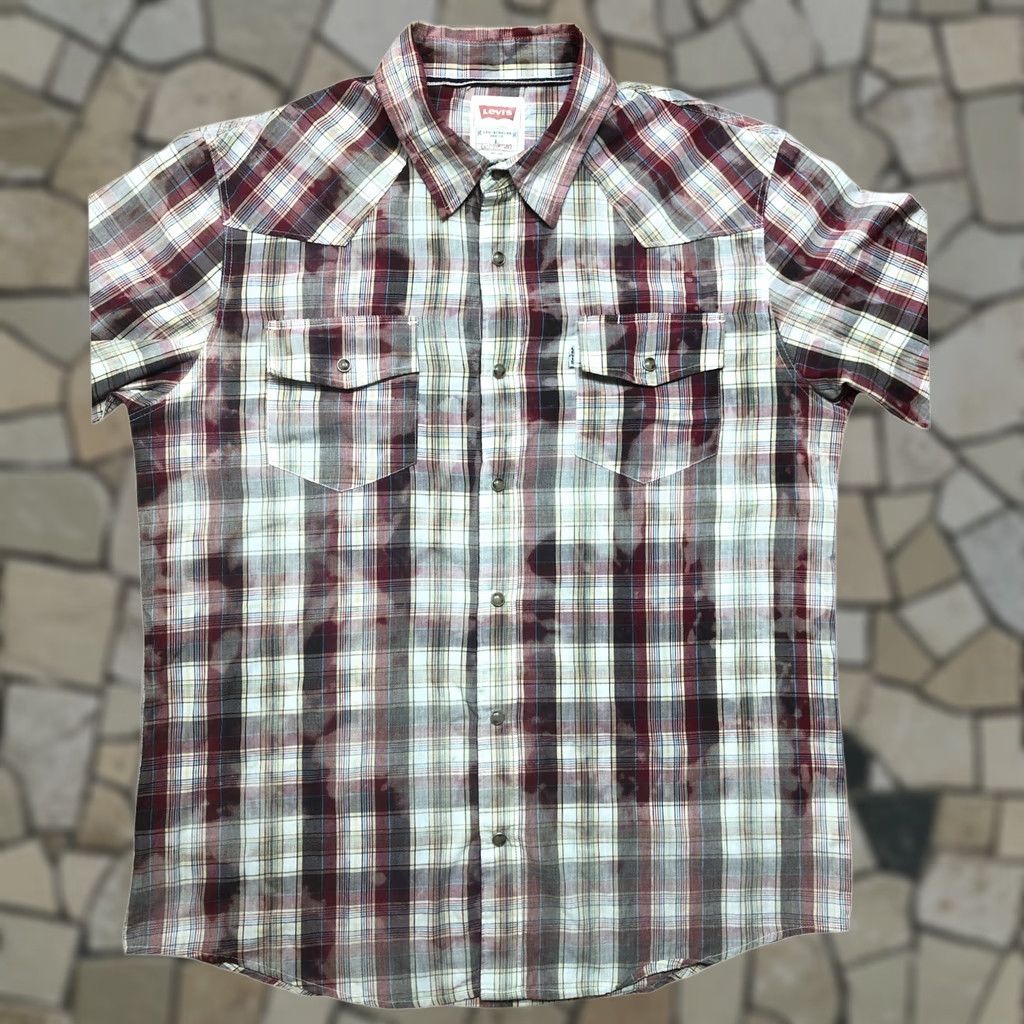 Levi's Levis Acid Wash Plaid Mens L Modern Pearl Snap Western Cowboy Long Sleeve Shirt Size US L / EU 52-54 / 3 - 1 Thumbnail