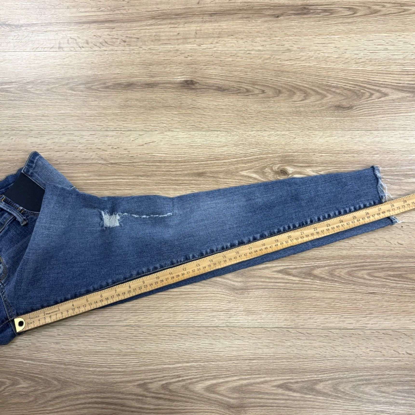 Denime Isabel Maternity Jeans Skinny Denim Distressed Raw Blue 28" Inseam Size 6 Womens Jegging Size 28" / US 6 / IT 42 - 7 Thumbnail