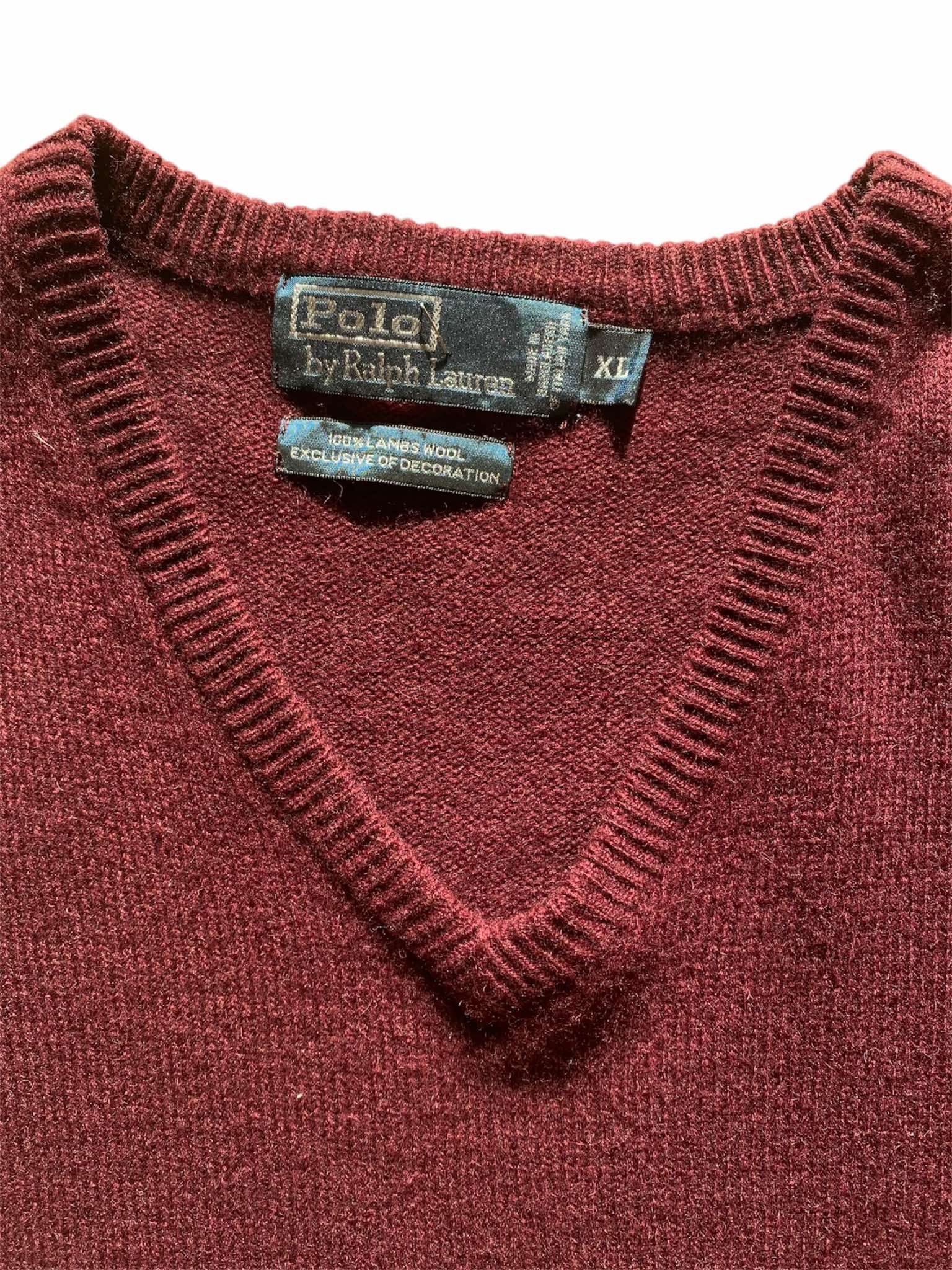 Polo Ralph Lauren × Vintage Polo Ralph Lauren V-Neck Sweater Lambswool Logo Size US L / EU 52-54 / 3 - 3 Thumbnail